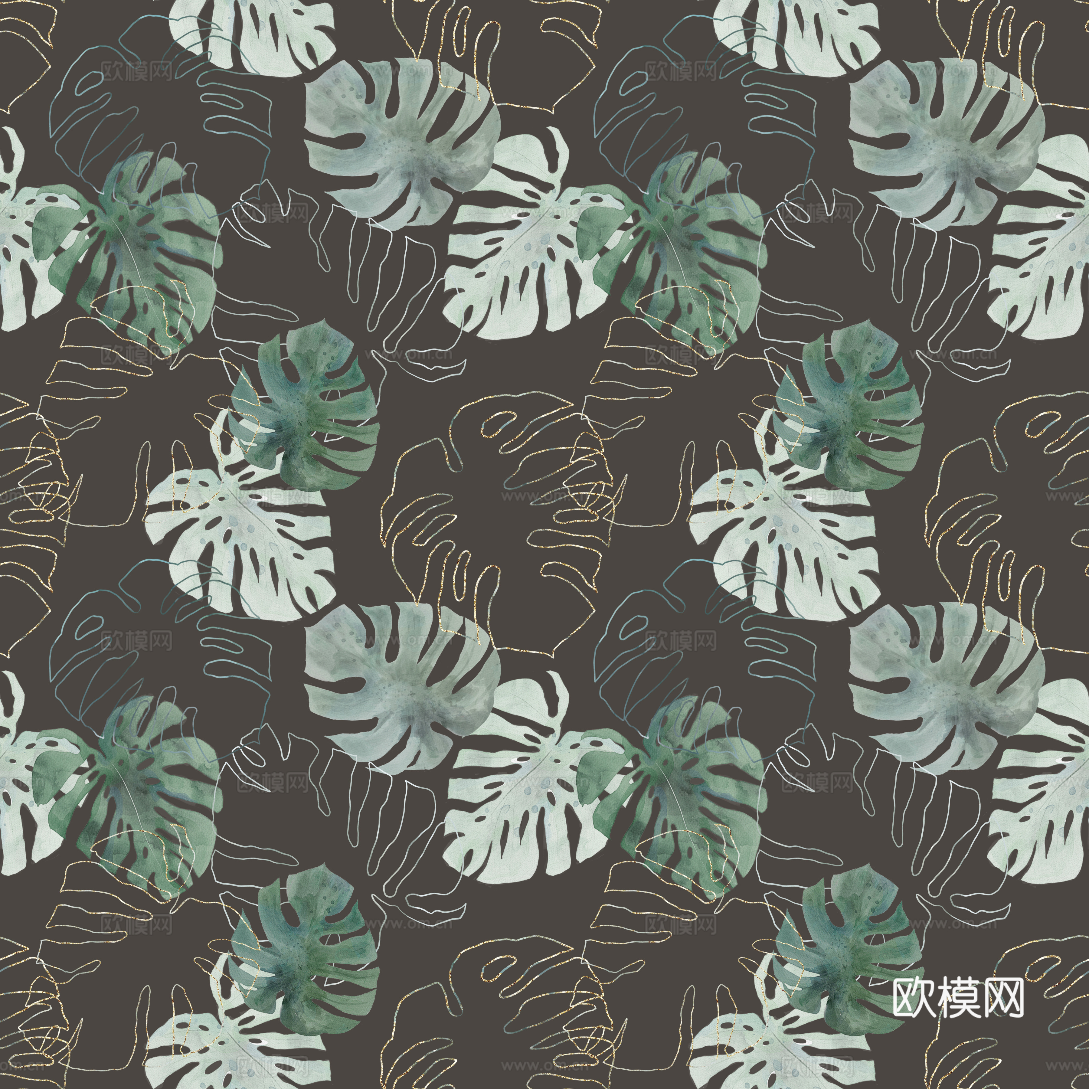 热带非洲动物植物手绘水彩图案纹理肌理6下载