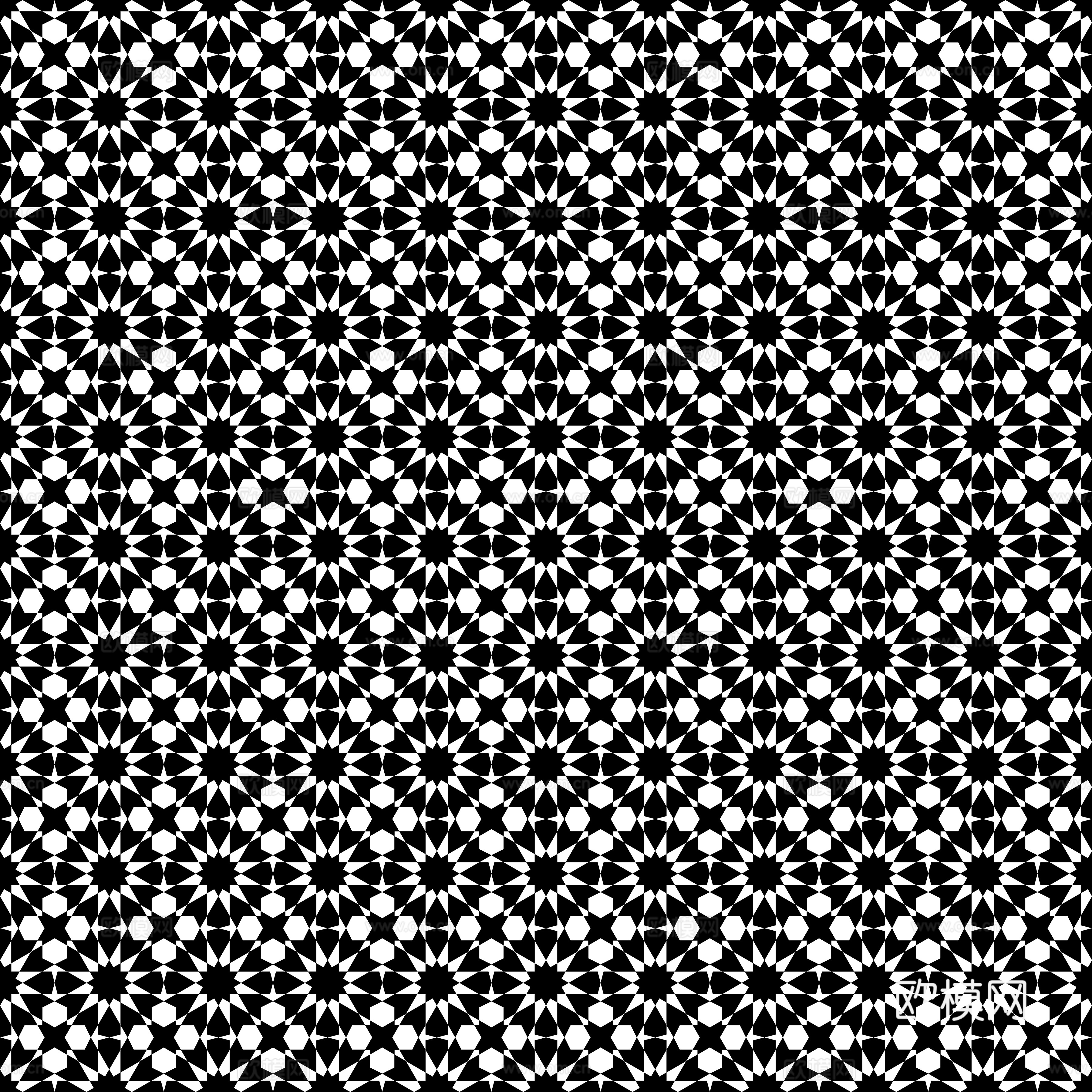 摩洛哥民族风黑白马赛克几何图案纹理24