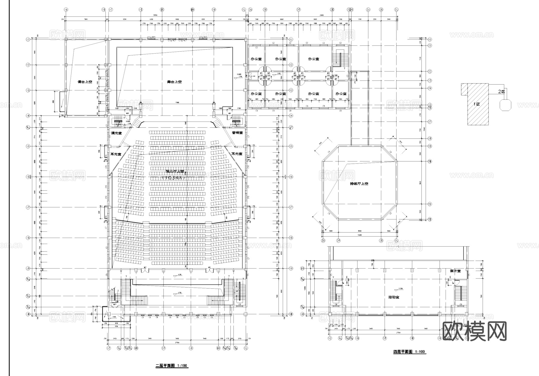 电影院影剧院建筑平立剖CAD施工图集cad施工图