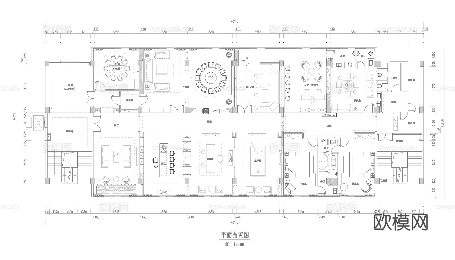 高档娱乐会所 最新平面施工图合集cad施工图
