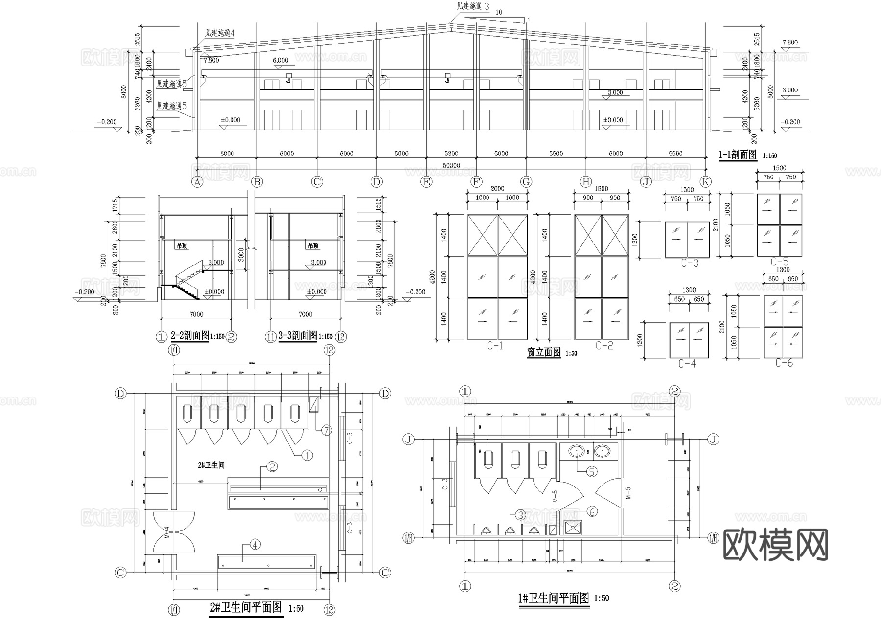 厂房 金属材料加工维修车间 工业建筑cad施工图
