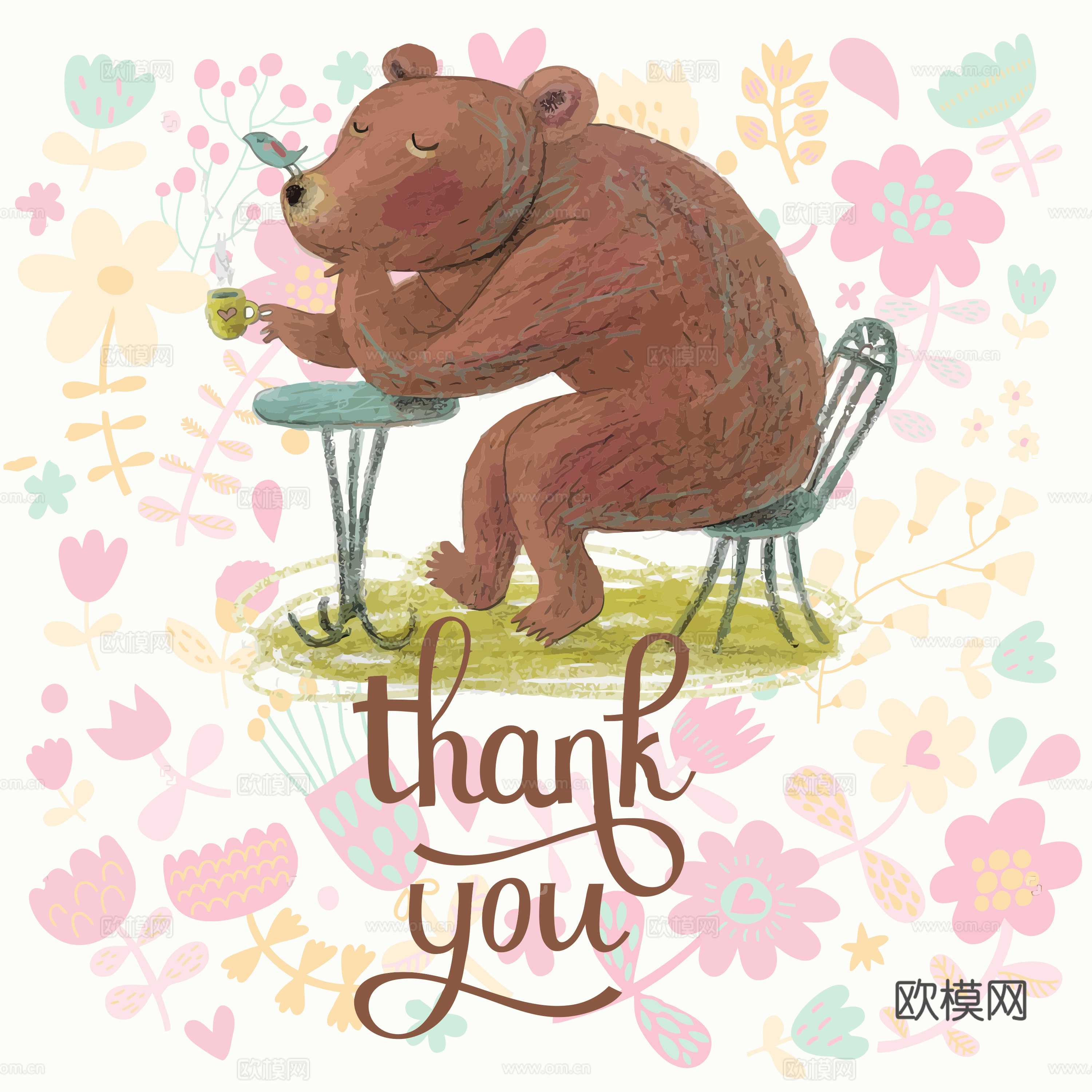 卡通可爱儿童动物图案纹理肌理151