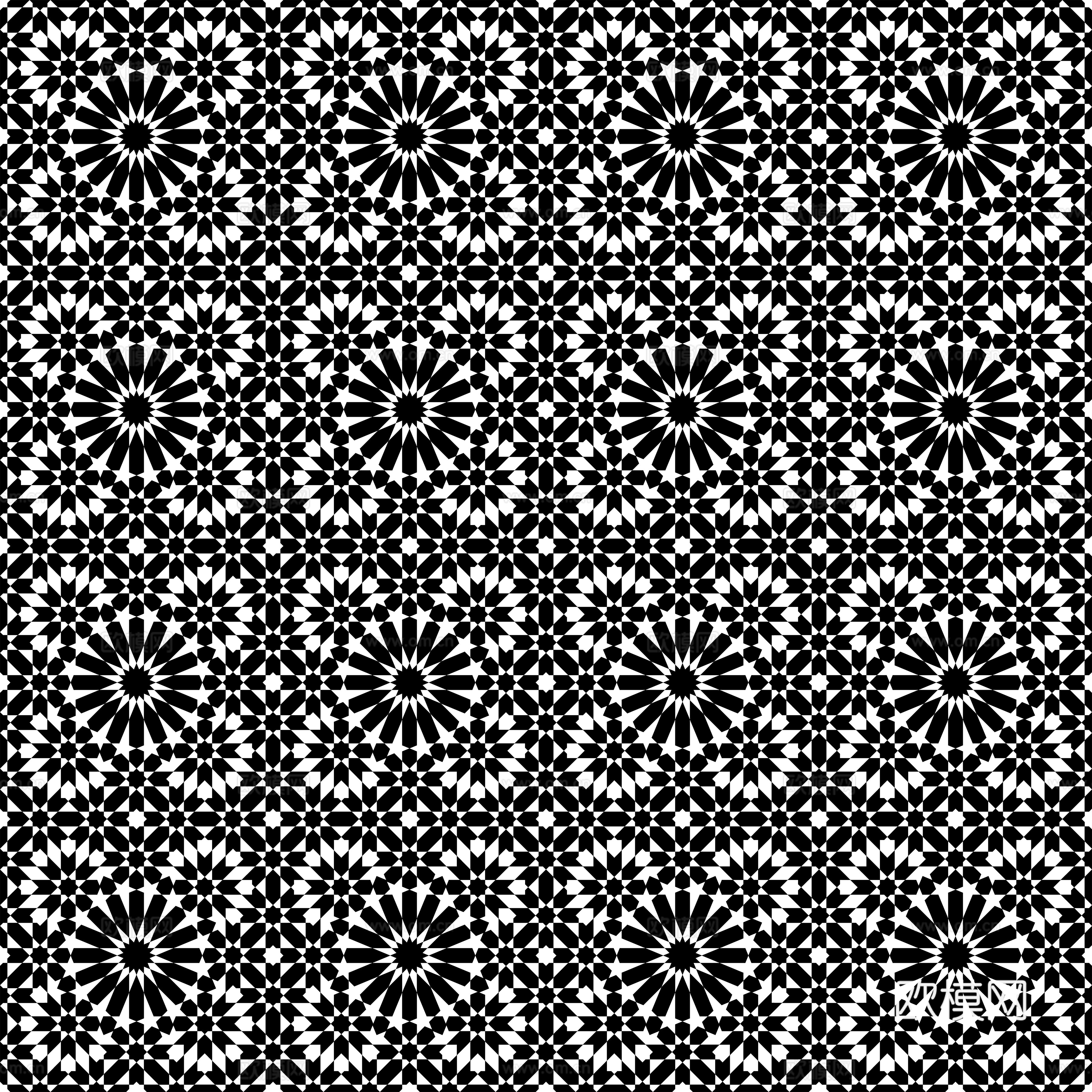 摩洛哥民族风黑白马赛克几何图案纹理19