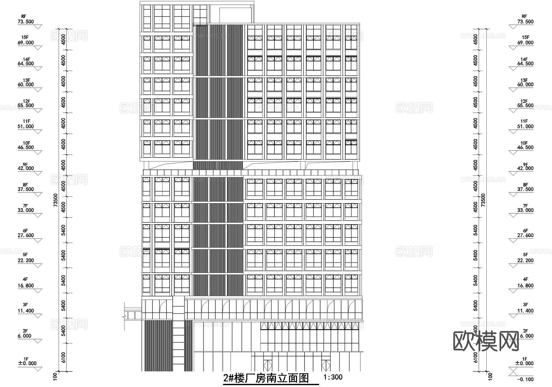 十五层车间丙类厂房工业建筑cad施工图