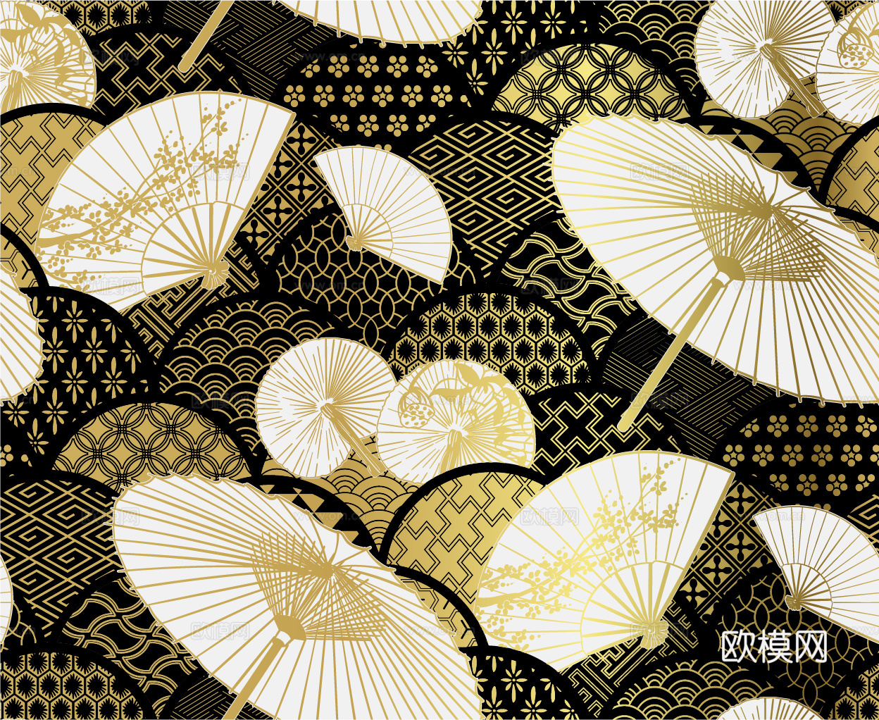 传统风黑金图案纹理肌理7