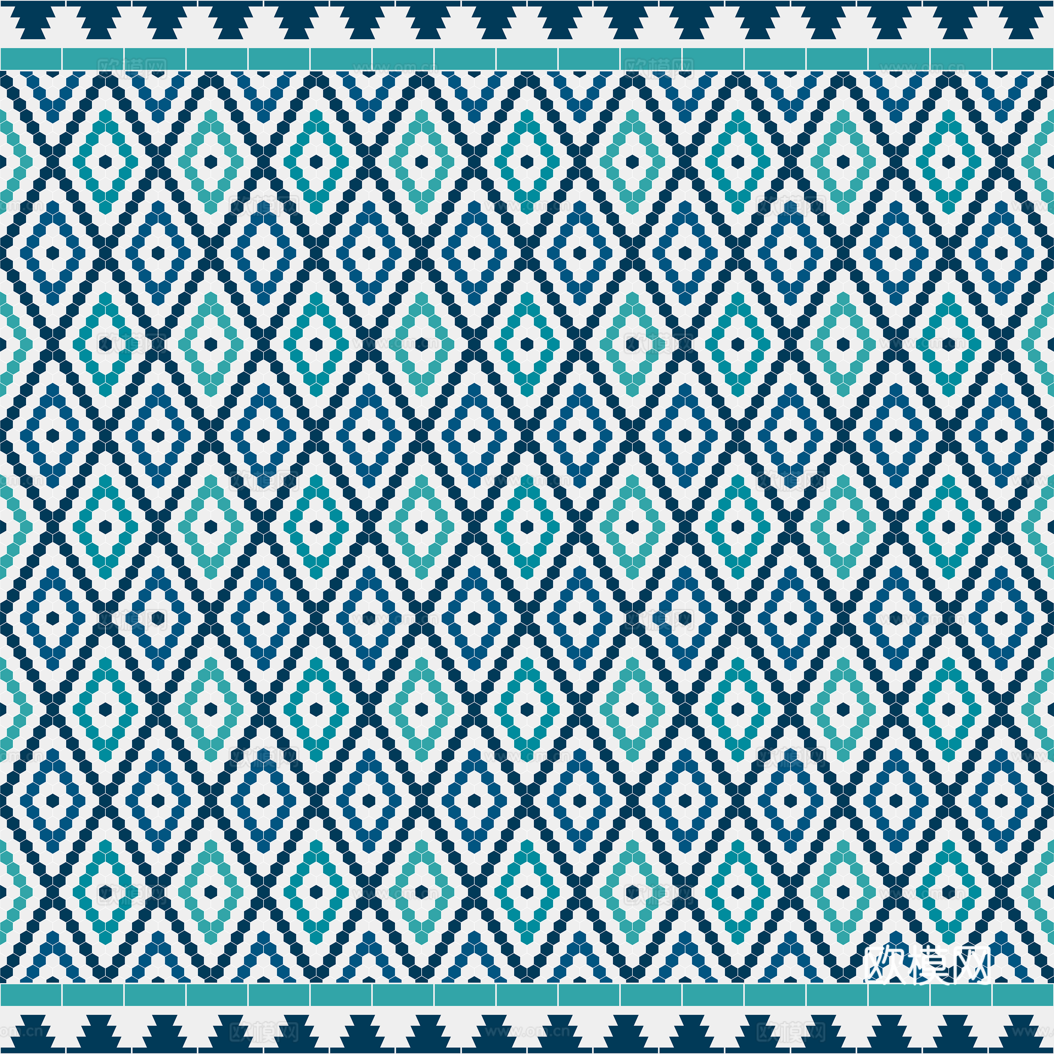 摩洛哥民族风蓝色马赛克几何图案纹理47