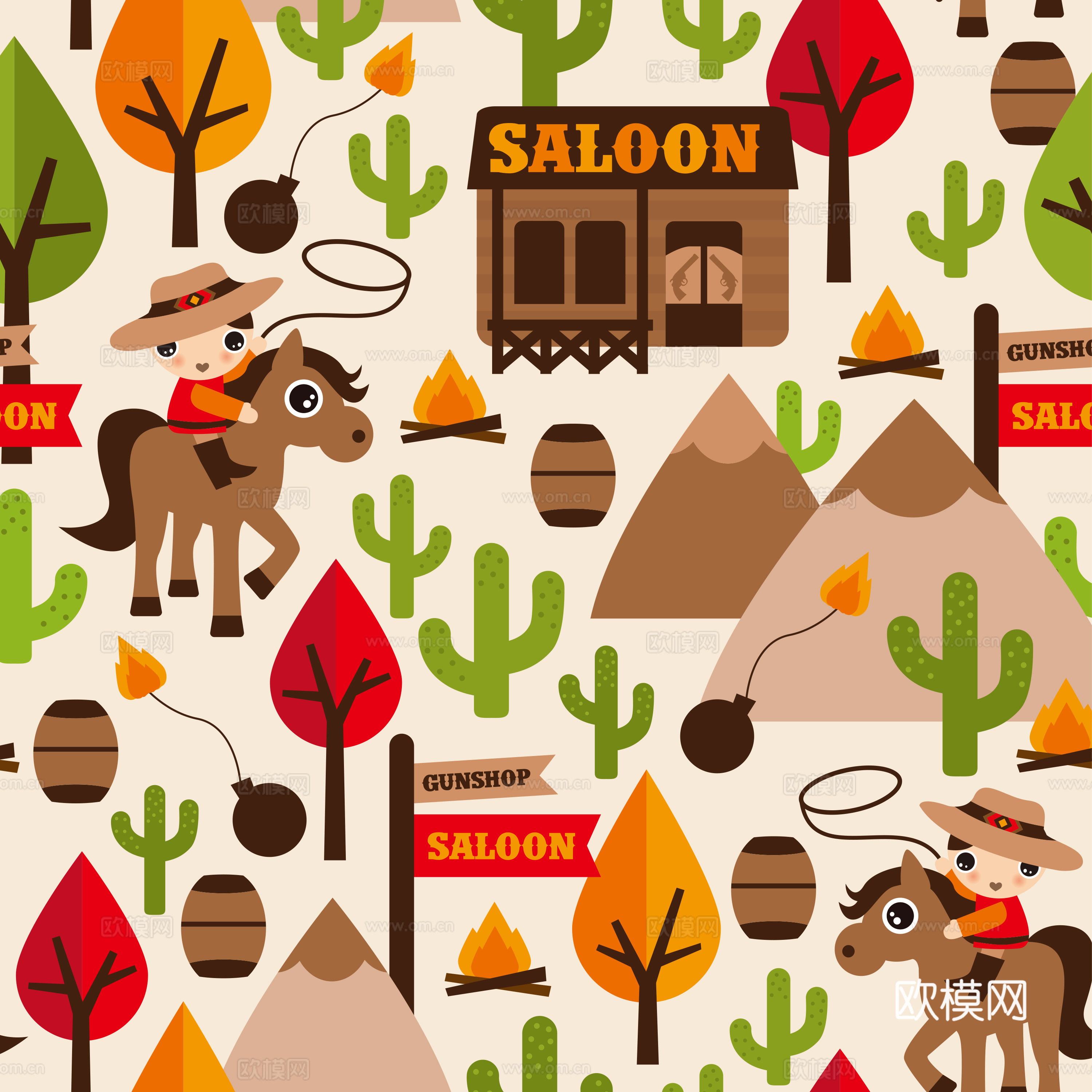 卡通可爱儿童动物图案纹理肌理29