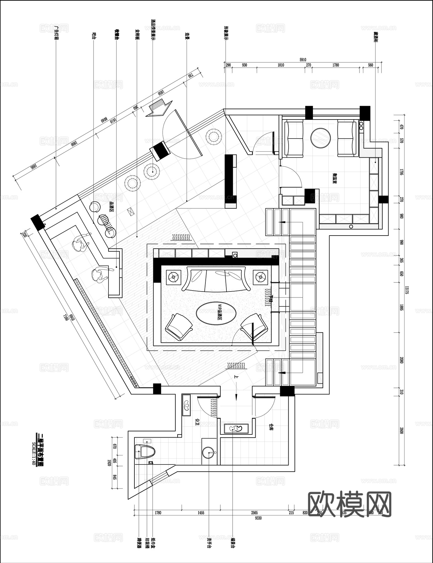 酒庄会所 最新平面施工图设计cad施工图