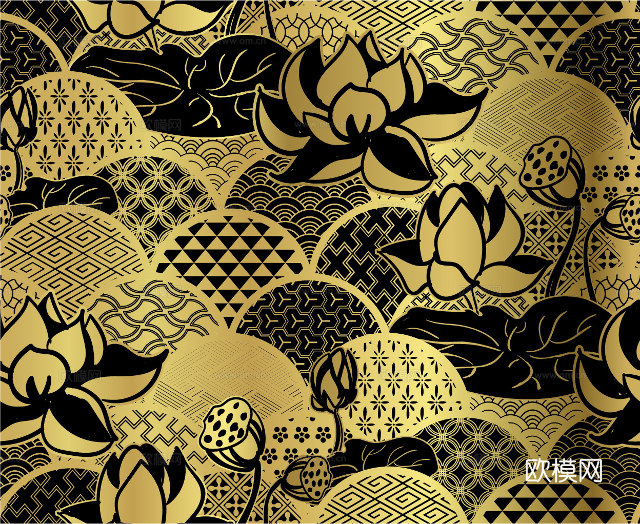传统风黑金图案纹理肌理13
