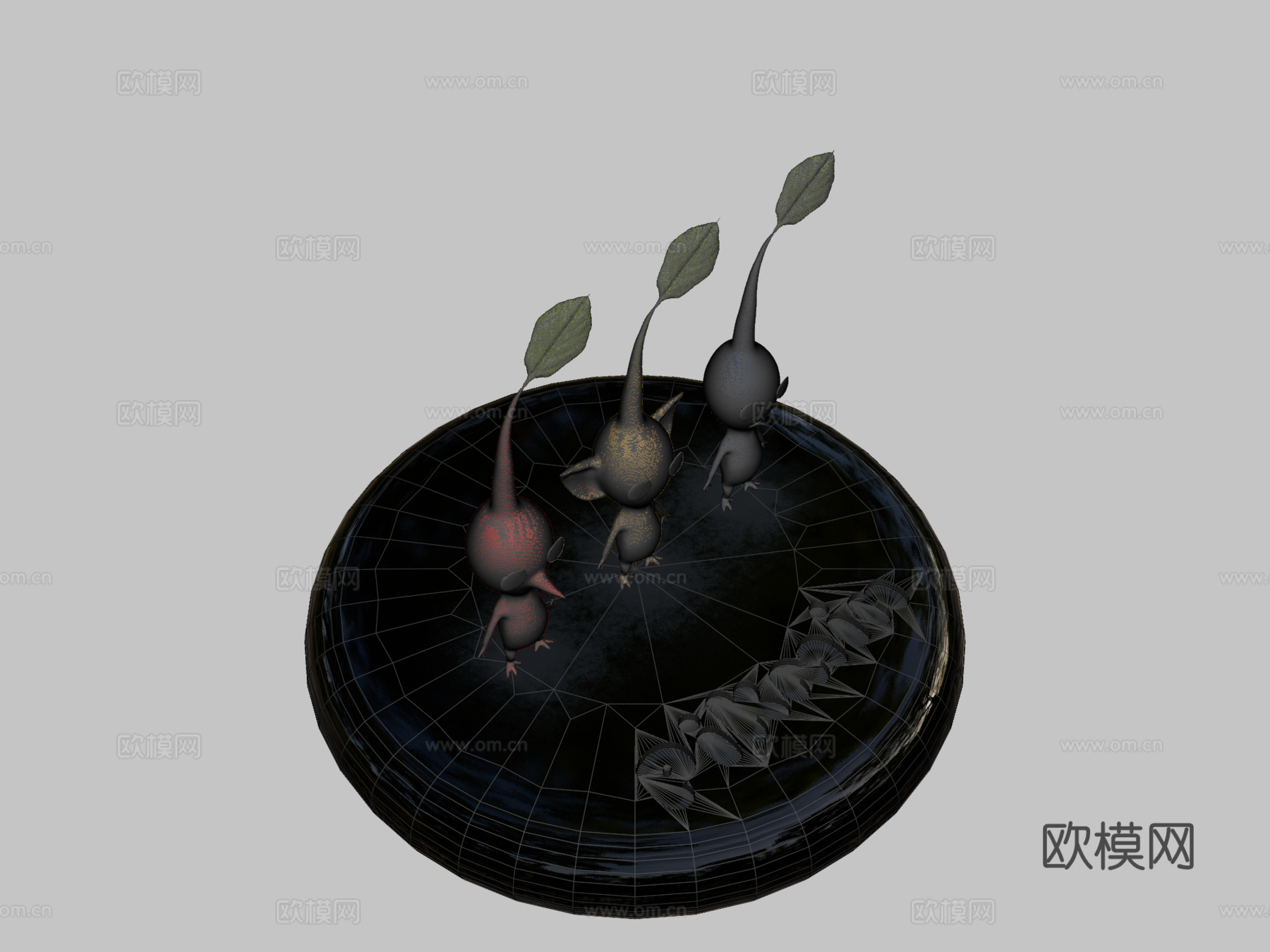 皮克敏红蓝黄3d模型下载（渲染图2）