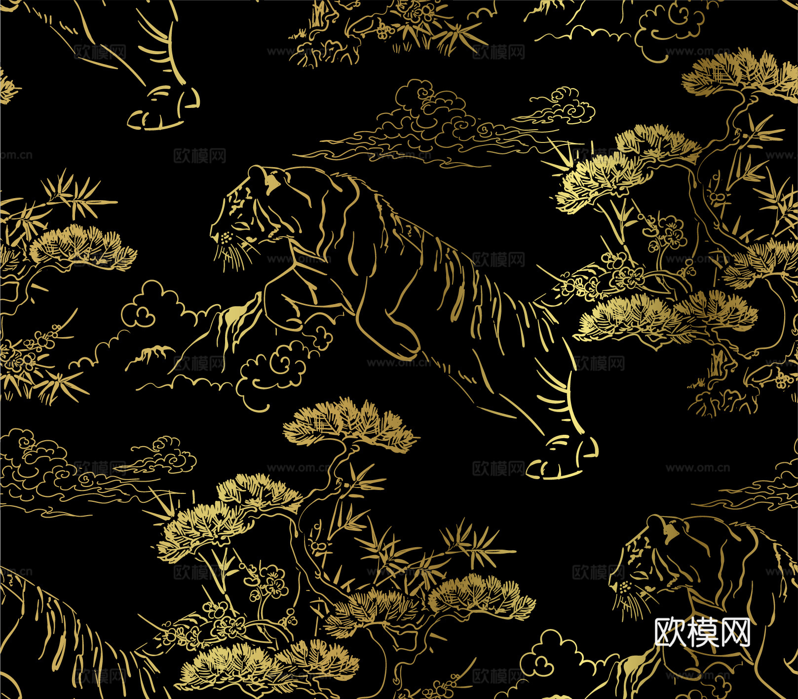 传统风黑金图案纹理肌理11