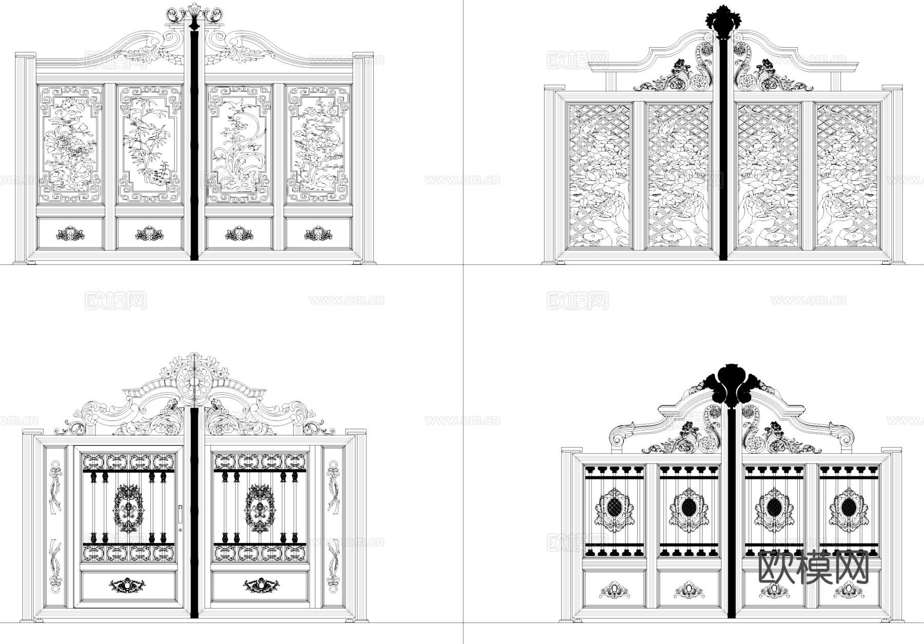 别墅庭院大门图块图库CAD施工图集cad施工图