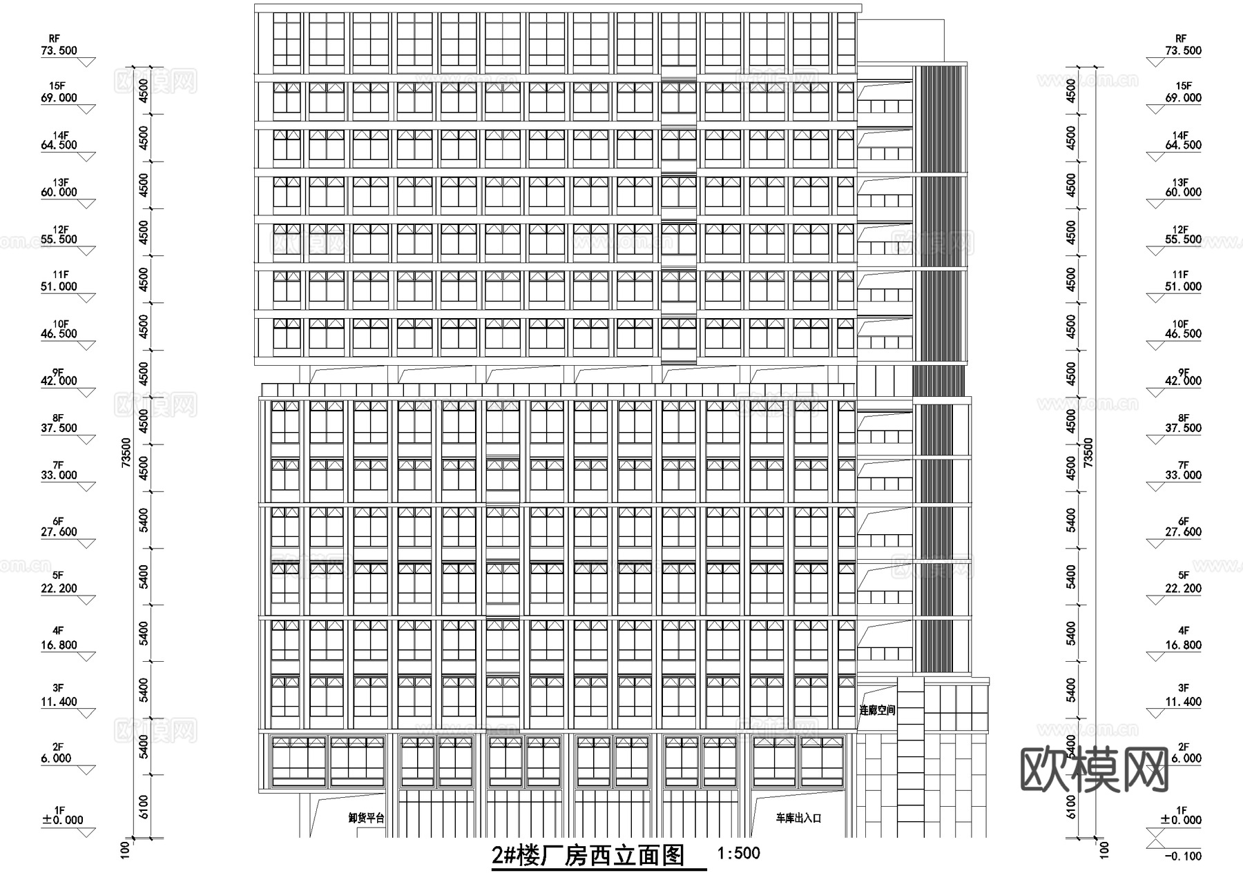 十五层车间丙类厂房工业建筑cad施工图
