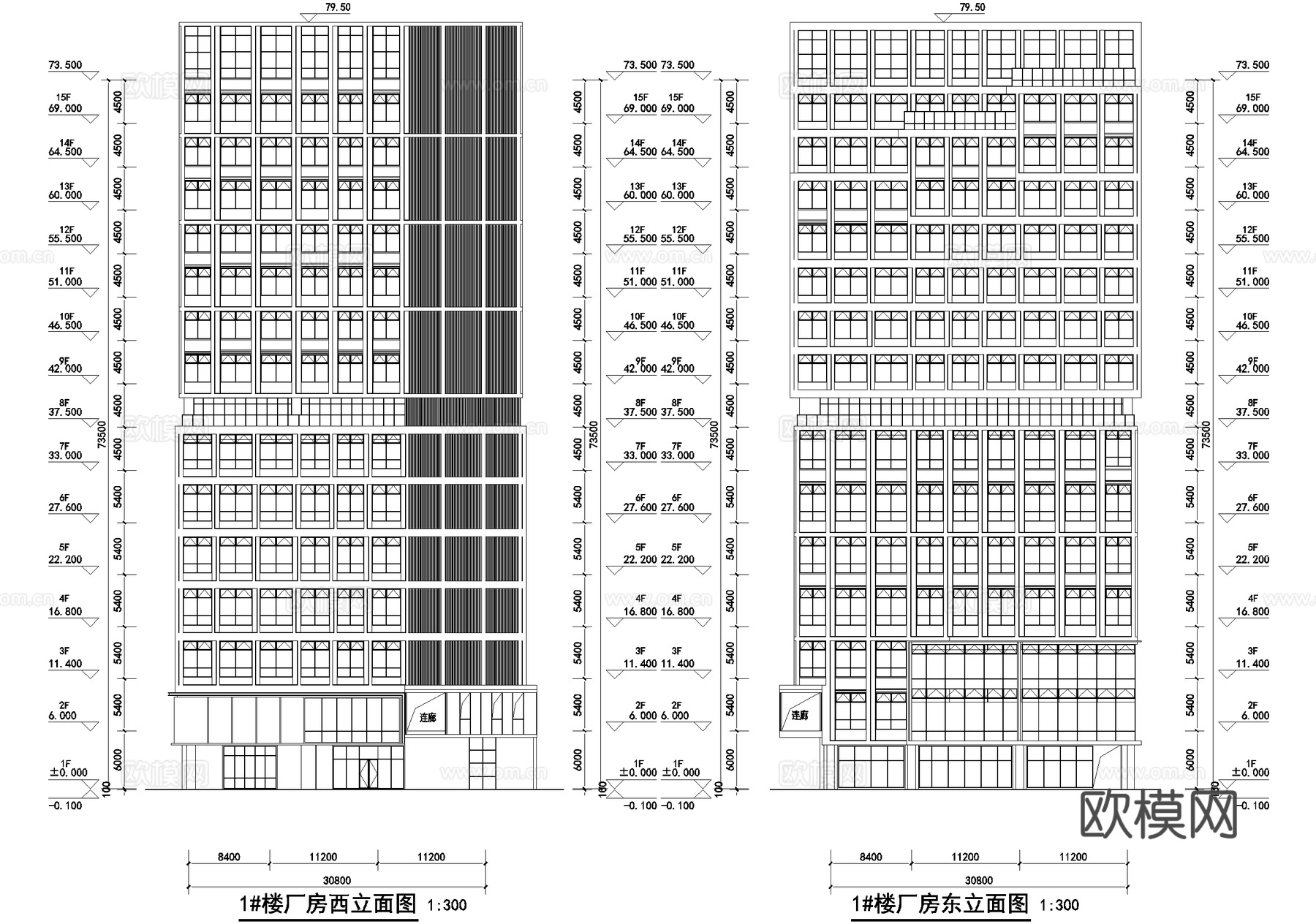 十五层车间丙类厂房工业建筑cad施工图