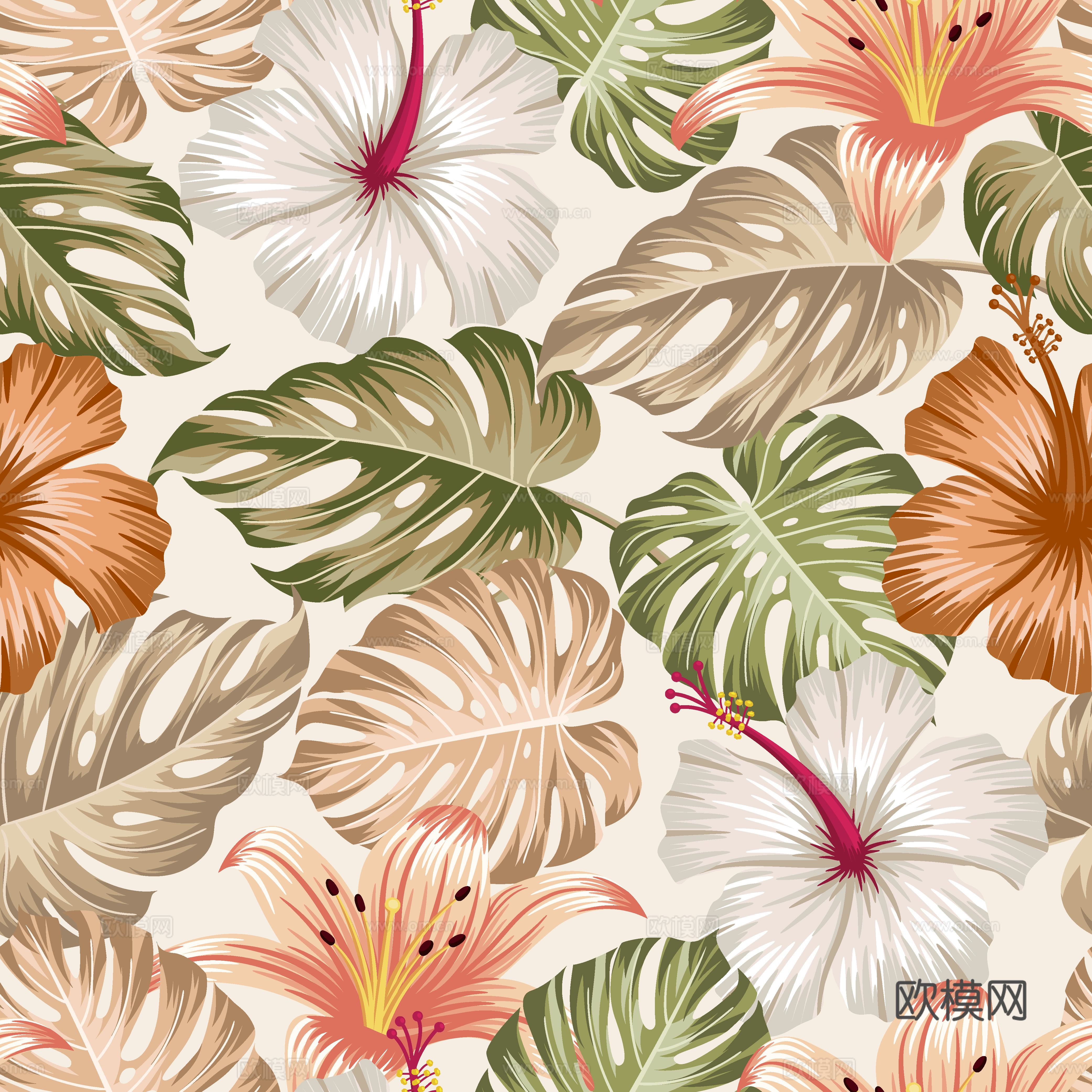 时尚热带植物花纹图案纹理肌理22 (2)