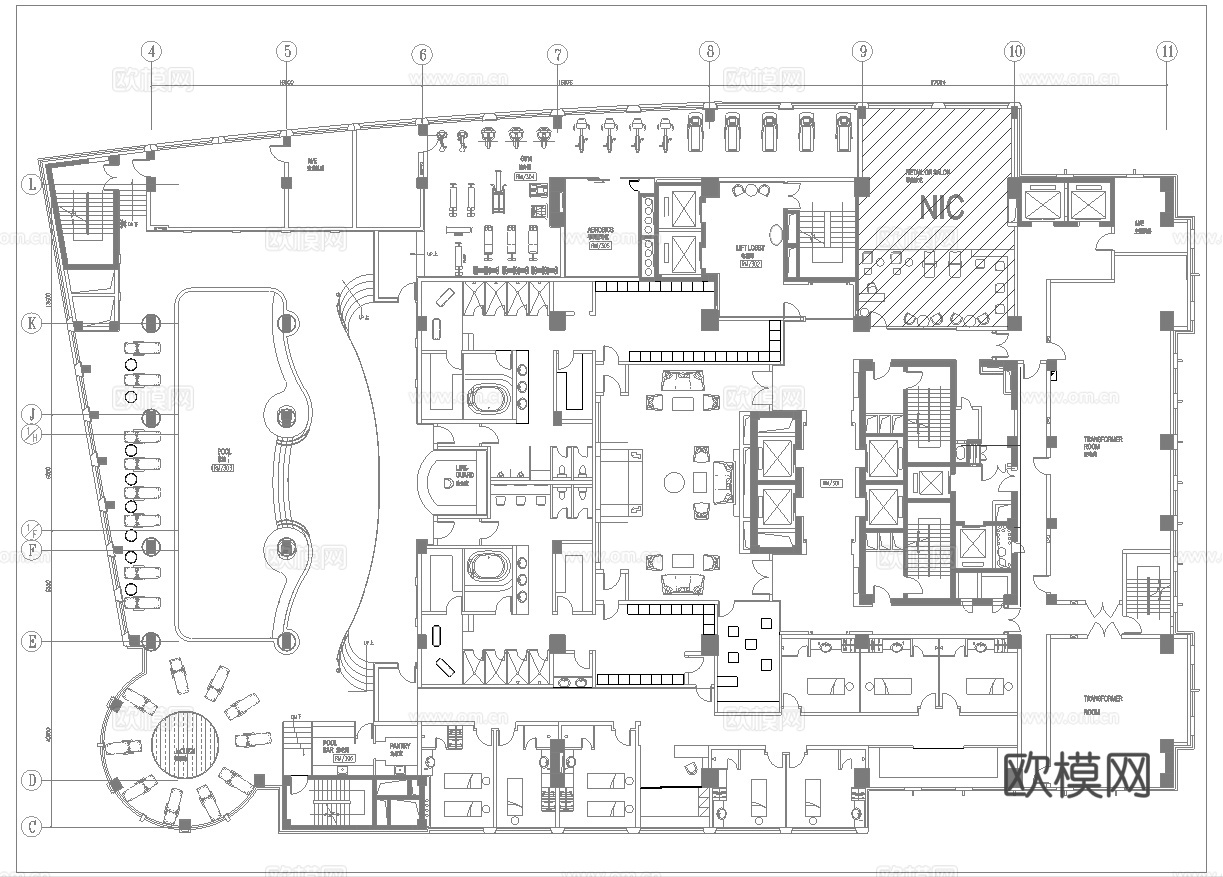 娱乐会所 最新平面施工图设计cad施工图