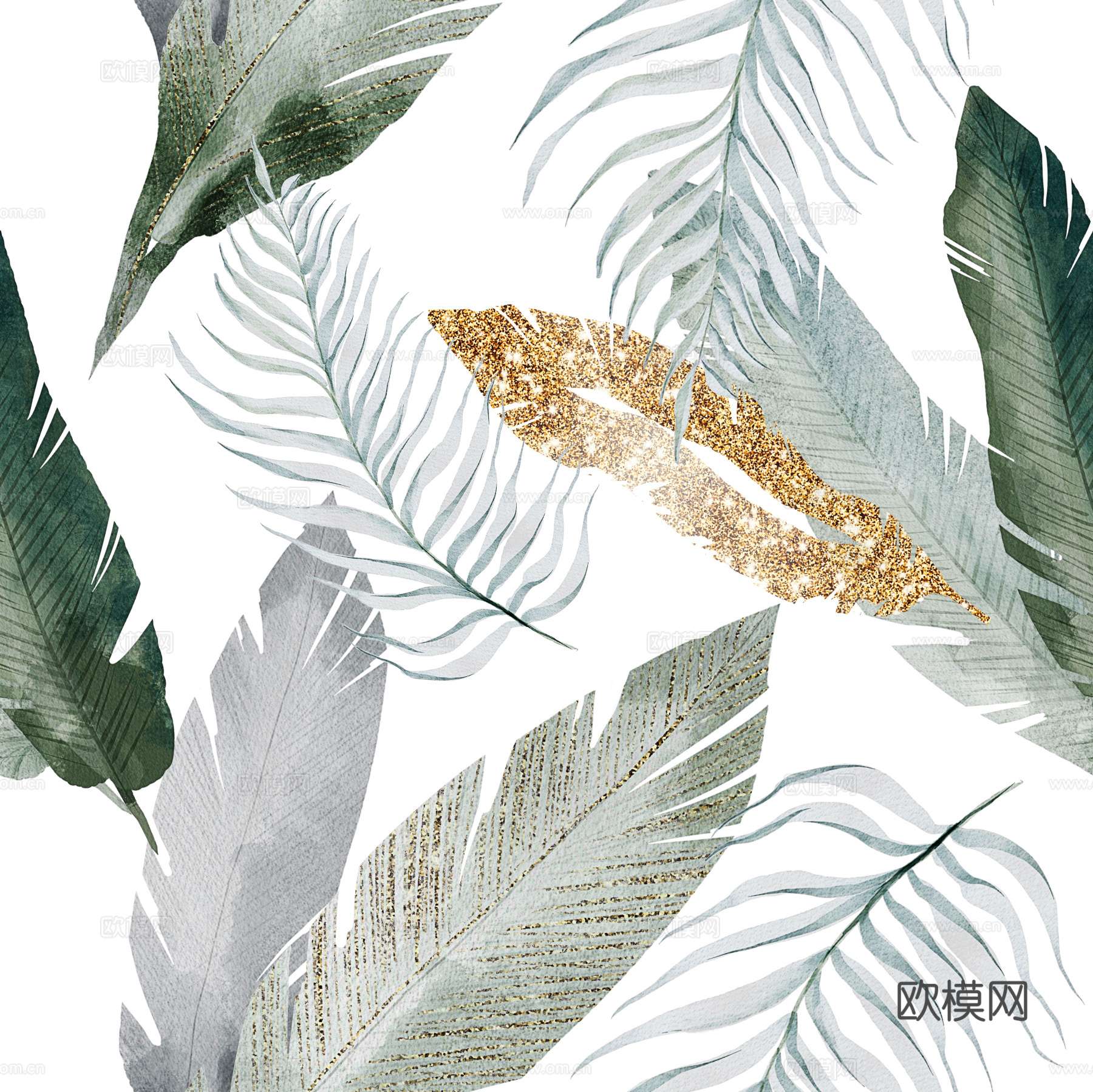 热带非洲动物植物手绘水彩图案纹理肌理30