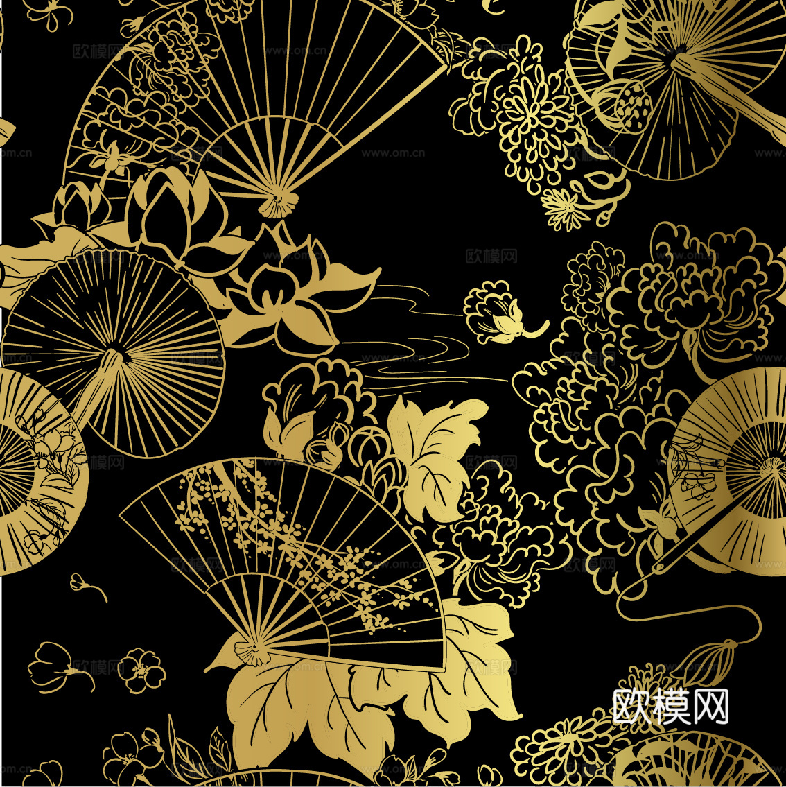 传统风黑金图案纹理肌理18