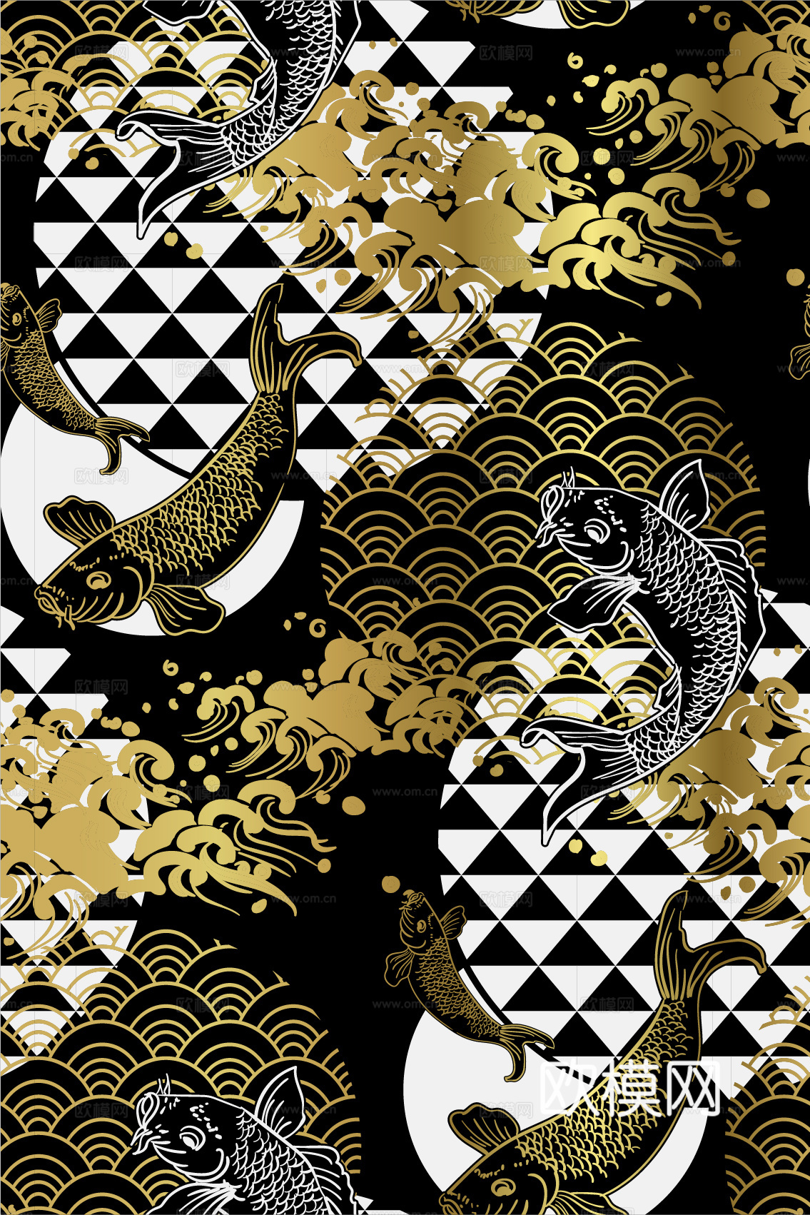 传统风黑金图案纹理肌理9