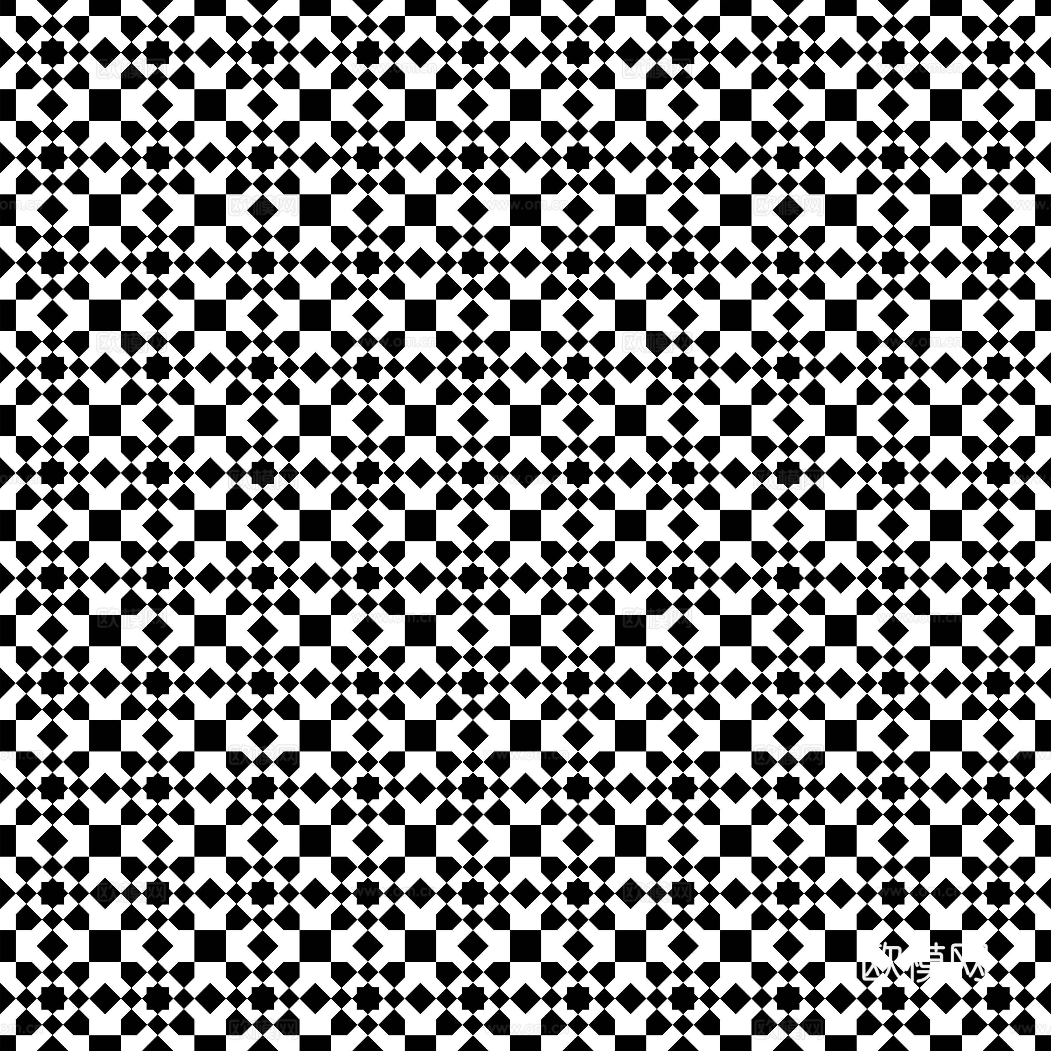 摩洛哥民族风黑白马赛克几何图案纹理35