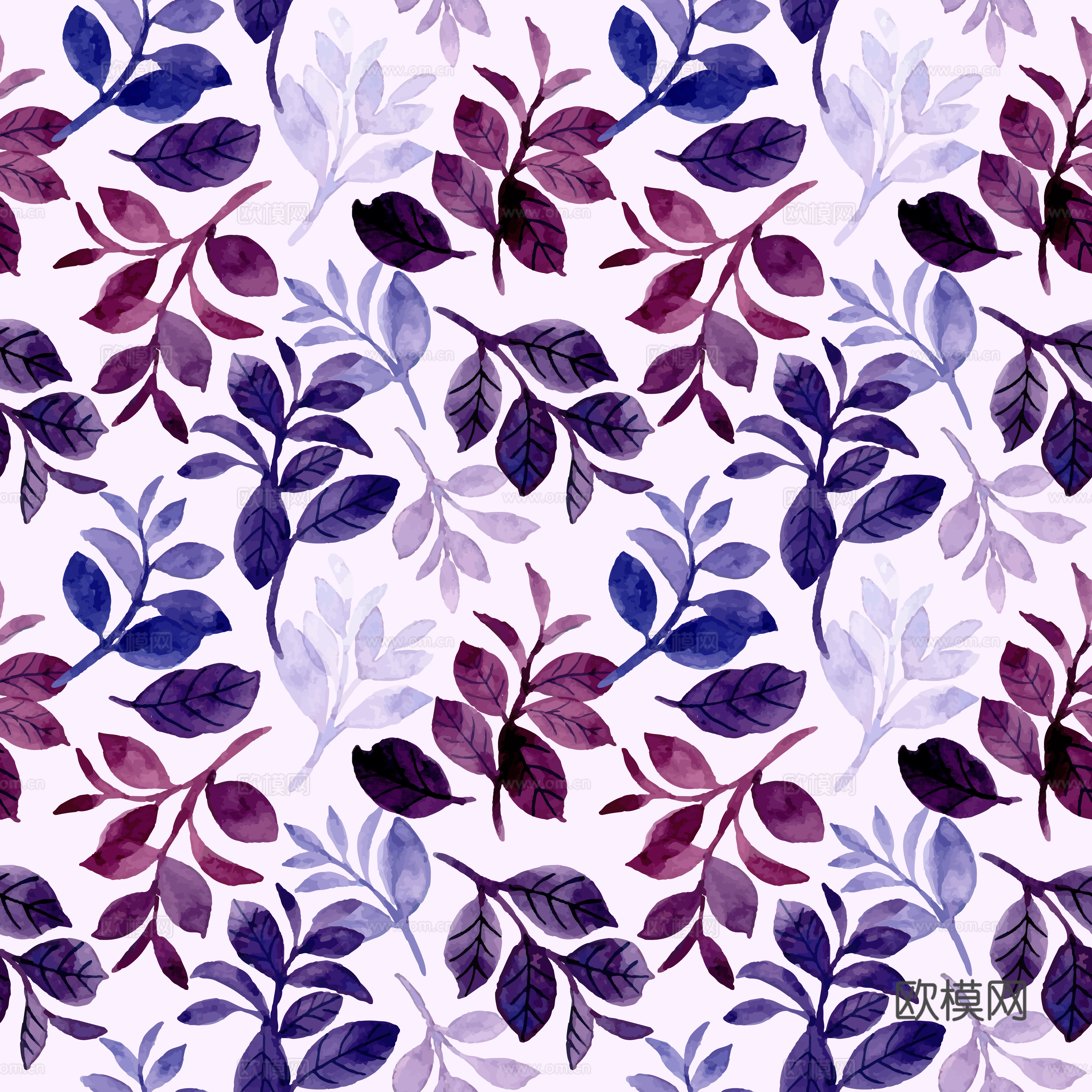 水彩风小清晰植物树叶图案纹理肌理51