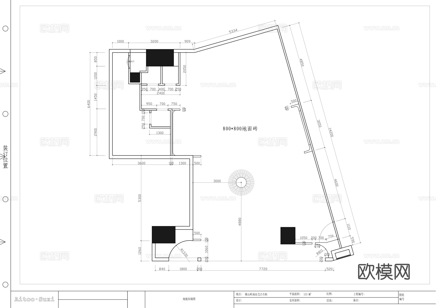 艾凸男装女装服装专卖店cad施工图