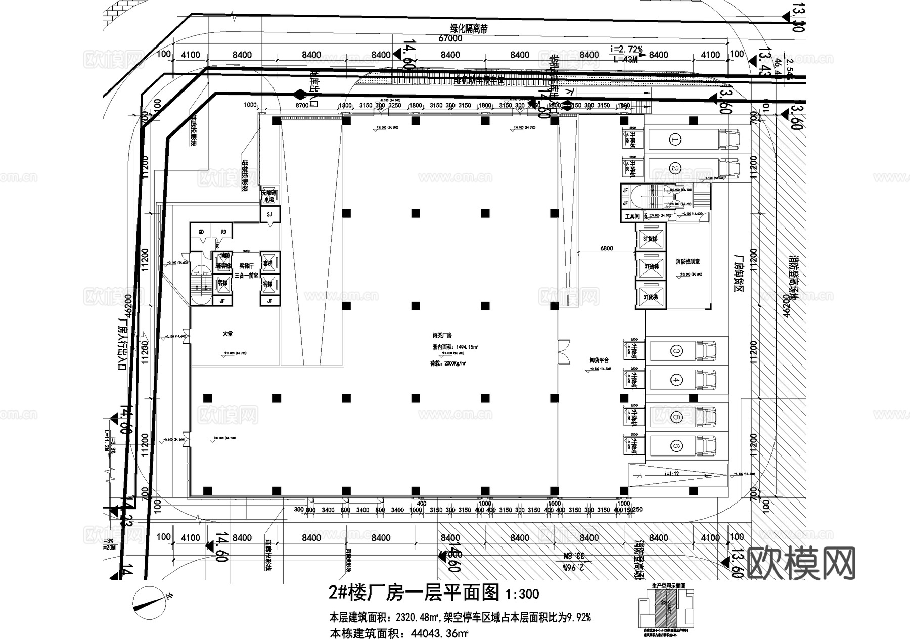 十五层车间丙类厂房工业建筑cad施工图