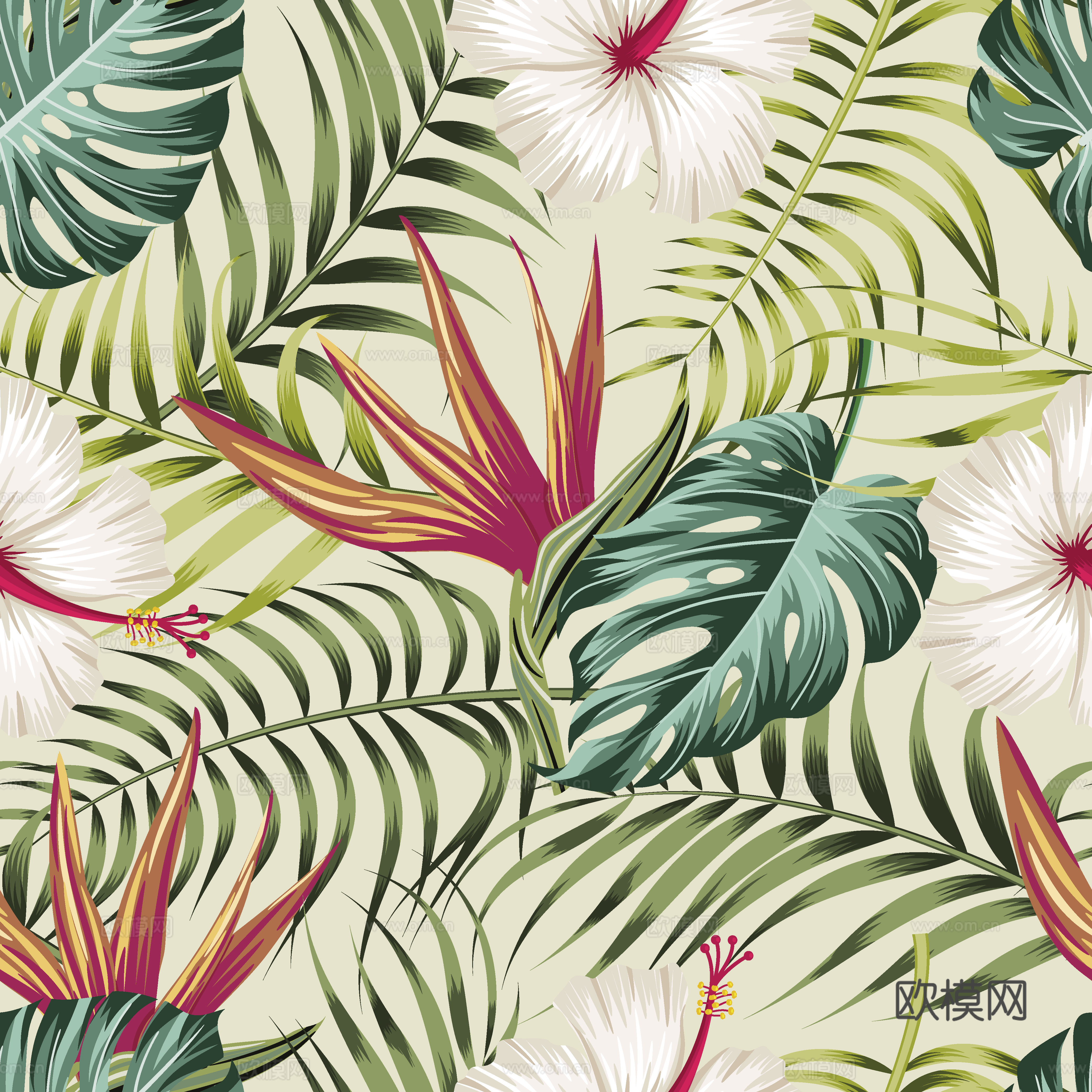 时尚热带植物花纹图案纹理肌理9 (2)