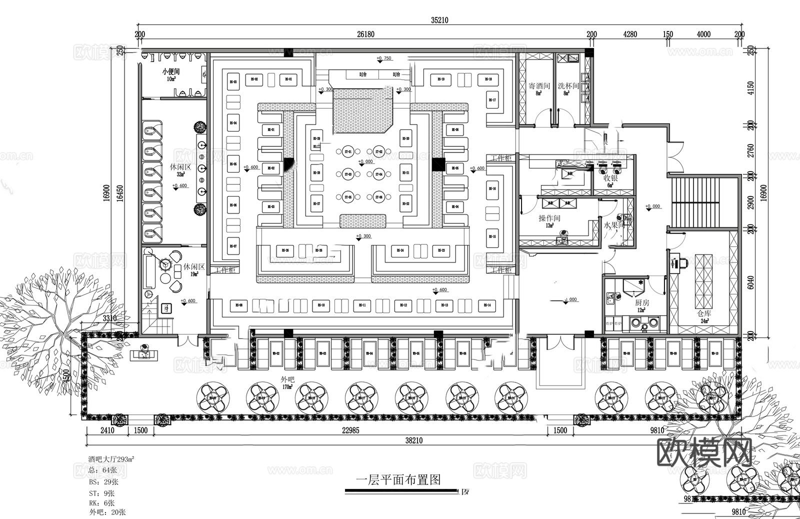 酒吧 KTV会所 最新平面施工图设计cad施工图