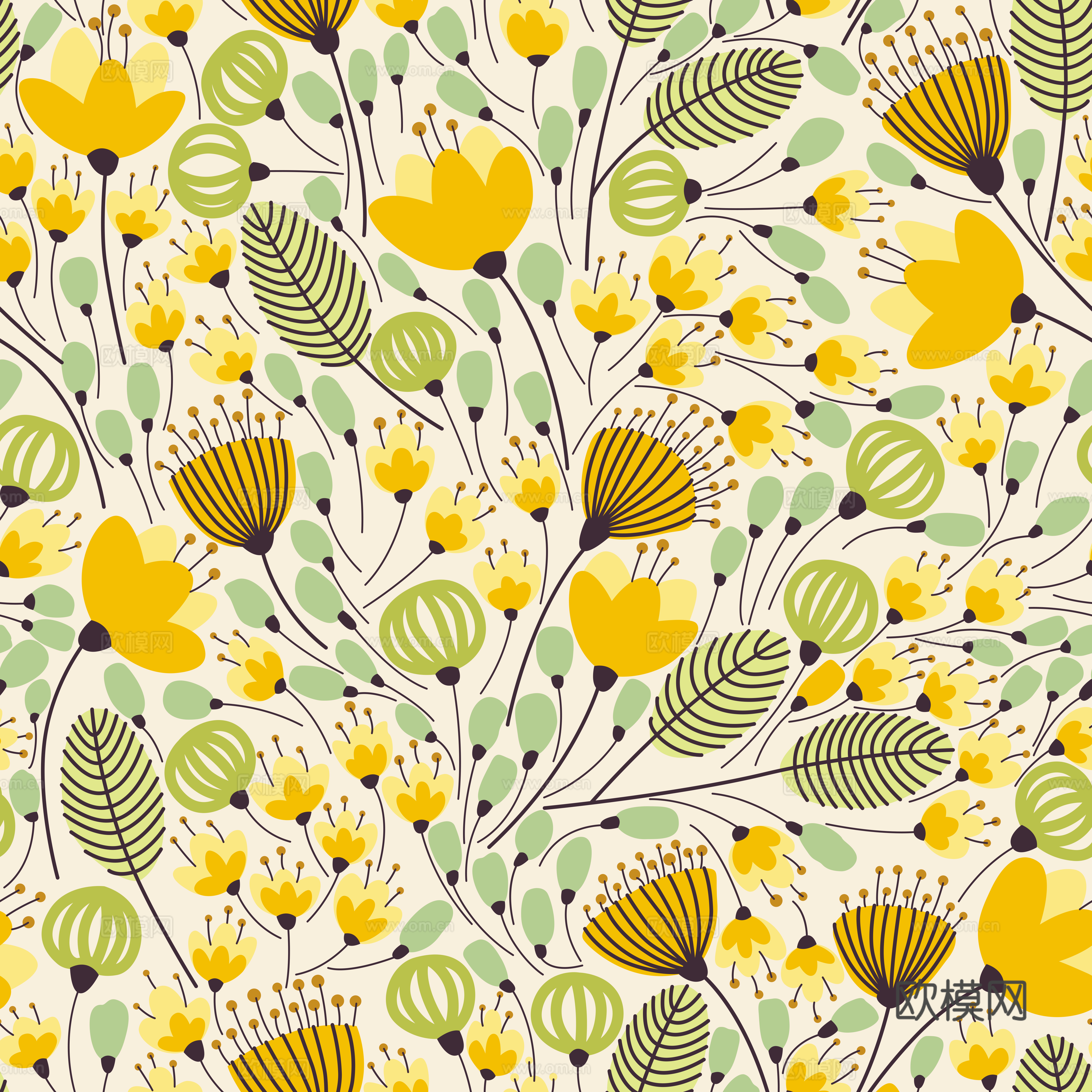 时尚植物图案纹理肌理1