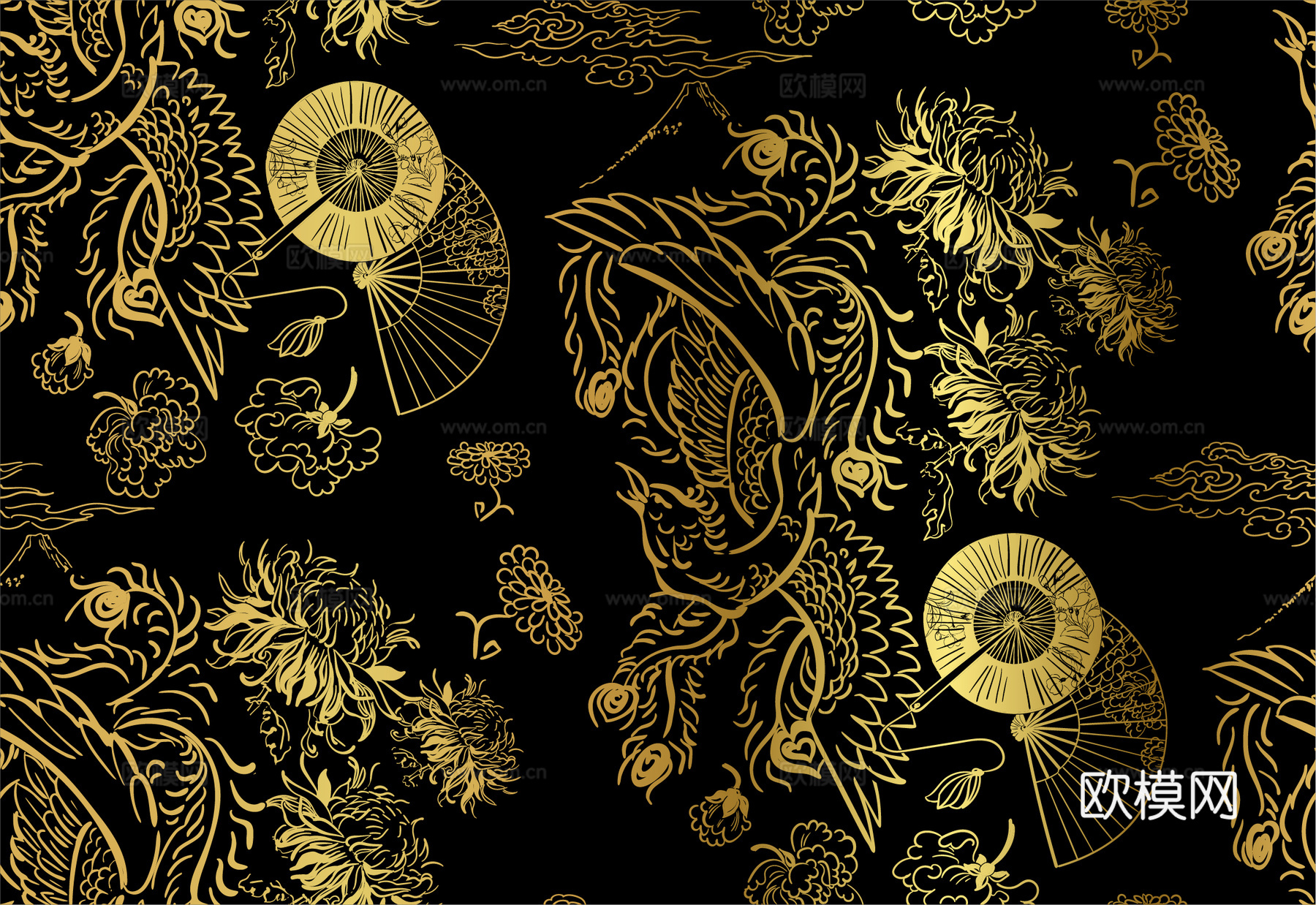 传统风黑金图案纹理肌理5