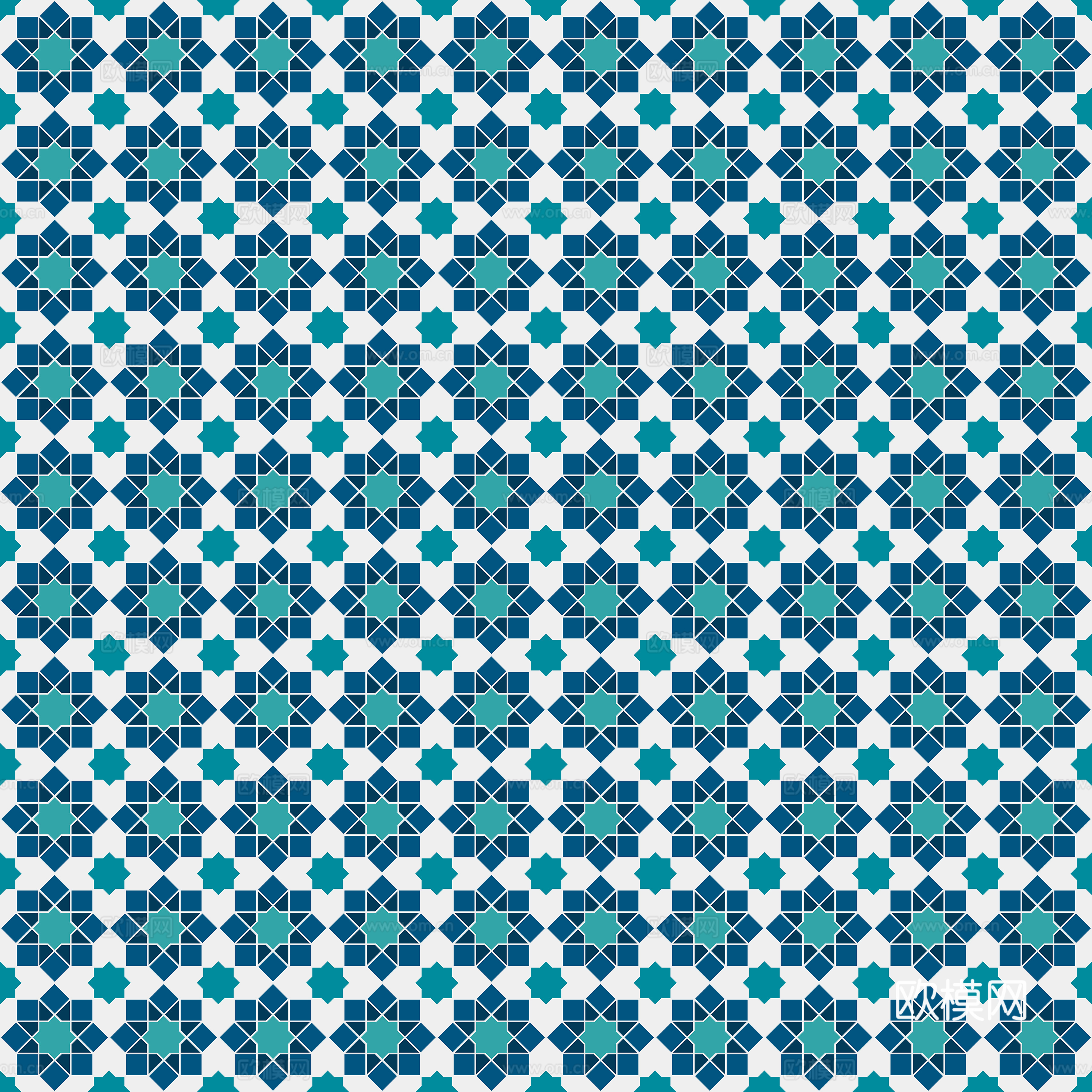 摩洛哥民族风蓝色马赛克几何图案纹理9