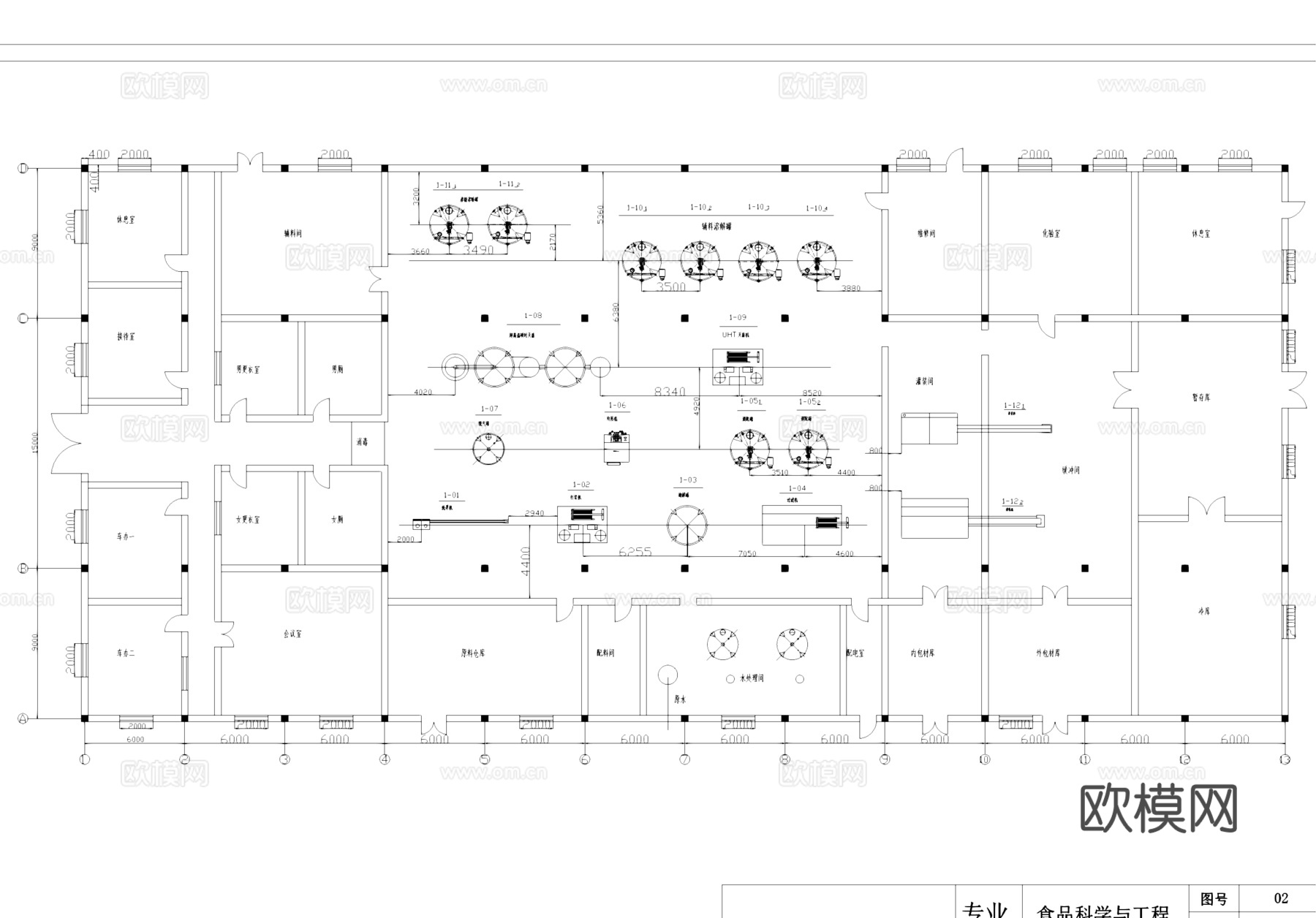 果汁果酱食品加工厂生产车间CAD施工图集cad施工图