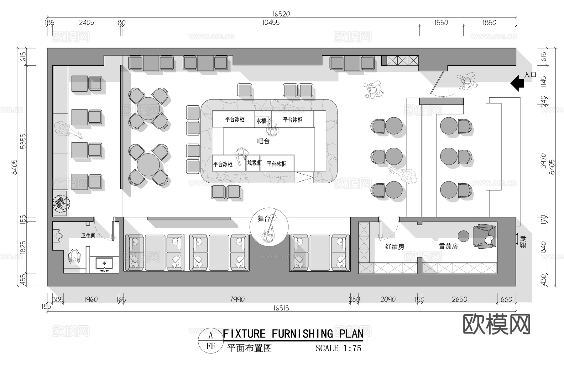 酒吧 KTV会所 最新平面施工图设计cad施工图