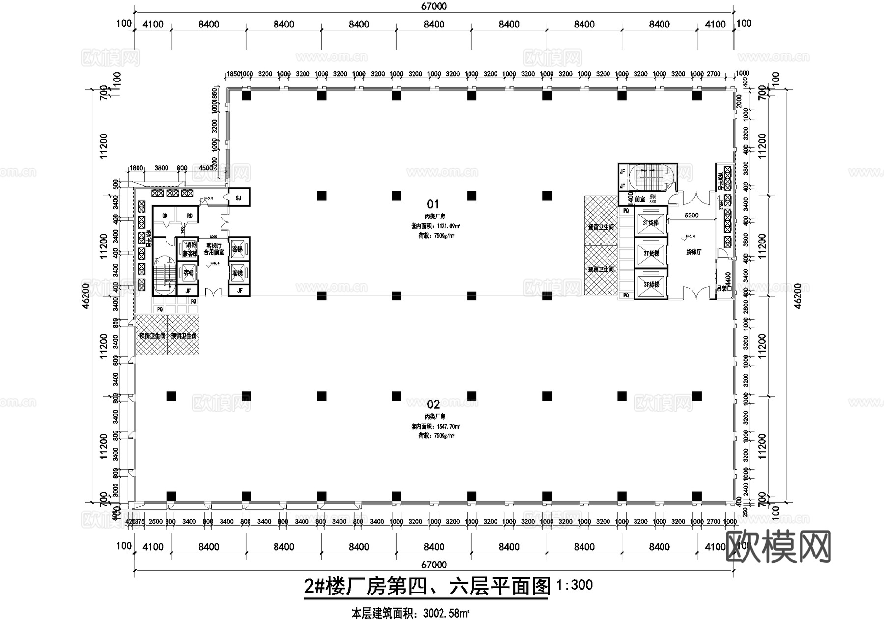 十五层车间丙类厂房工业建筑cad施工图