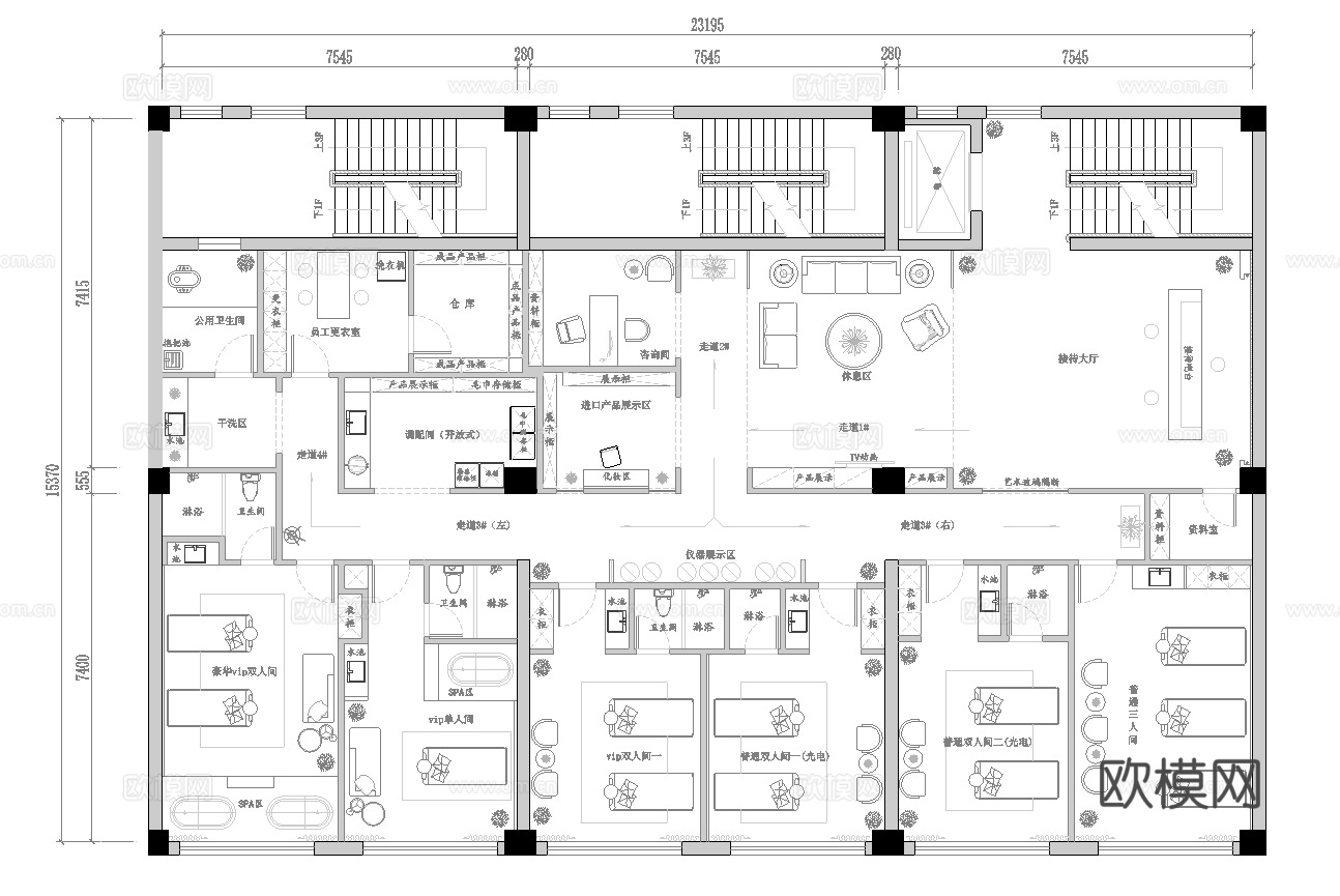 美容会所 最新全套施工图设计cad施工图