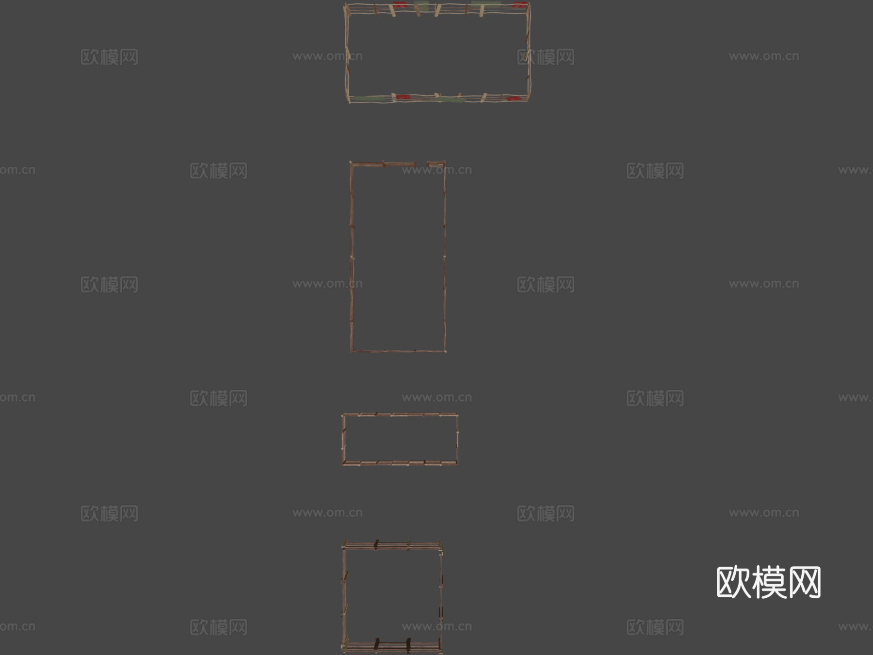 不同木栅栏PBR3d模型下载（渲染图8）