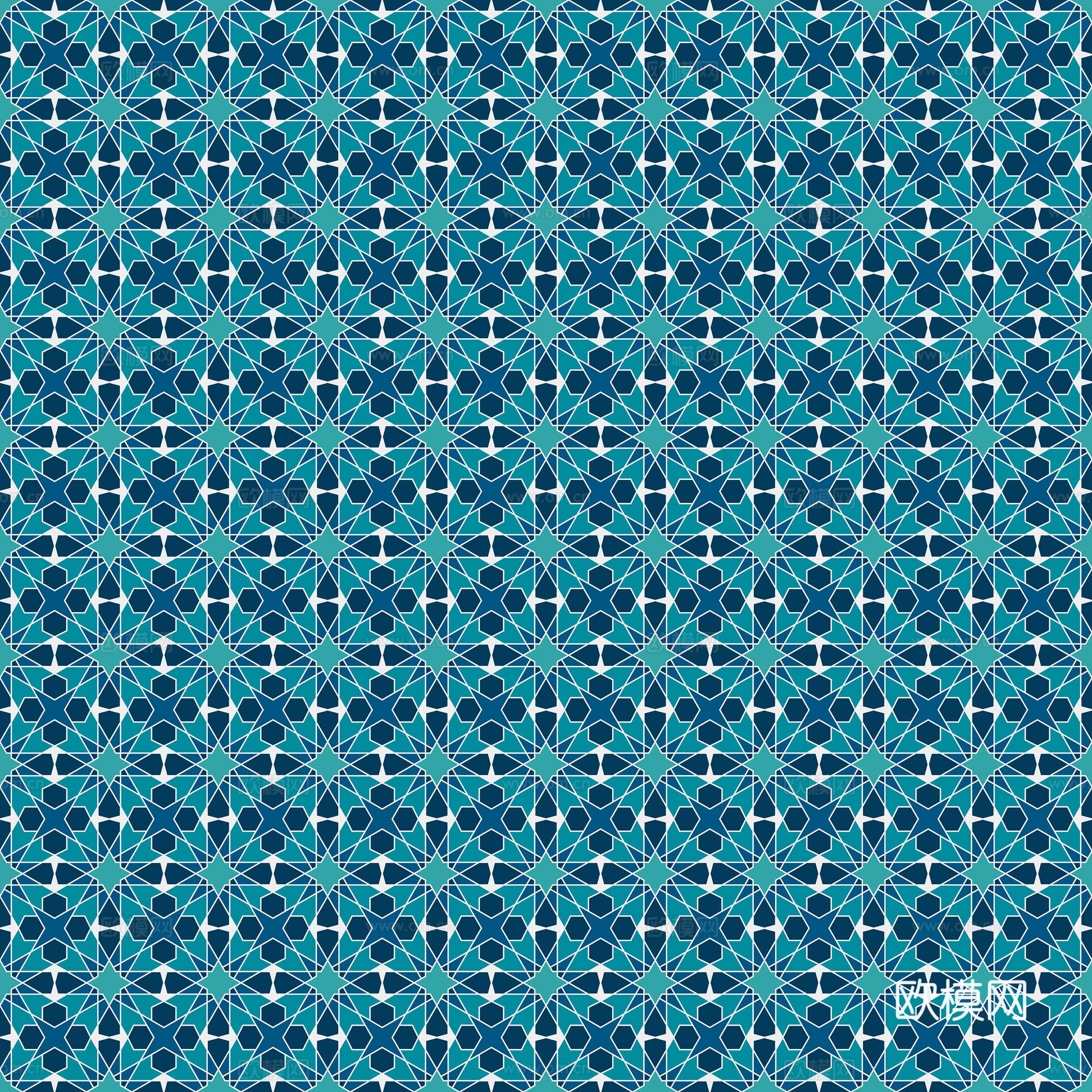 摩洛哥民族风蓝色马赛克几何图案纹理34