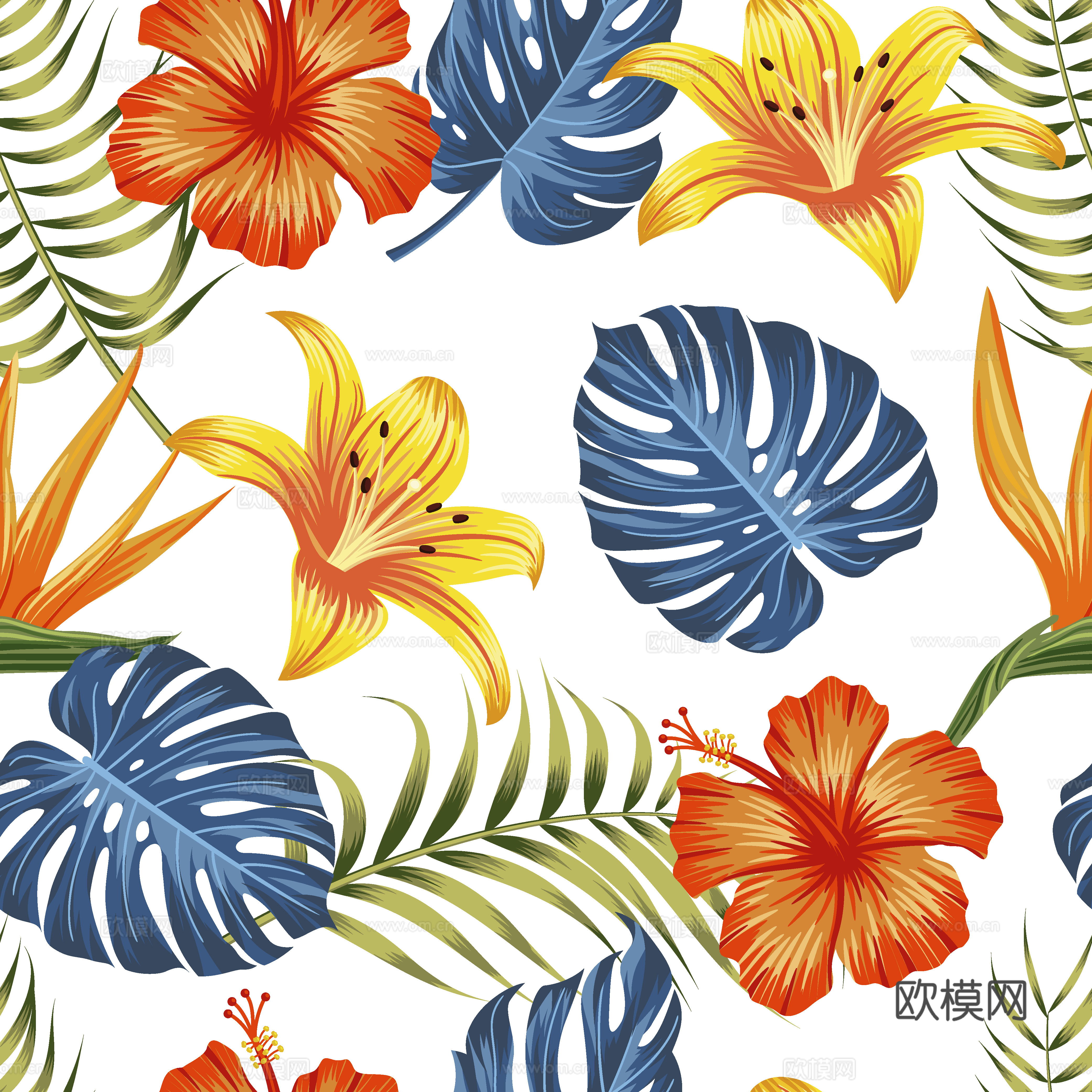 时尚热带植物花纹图案纹理肌理15