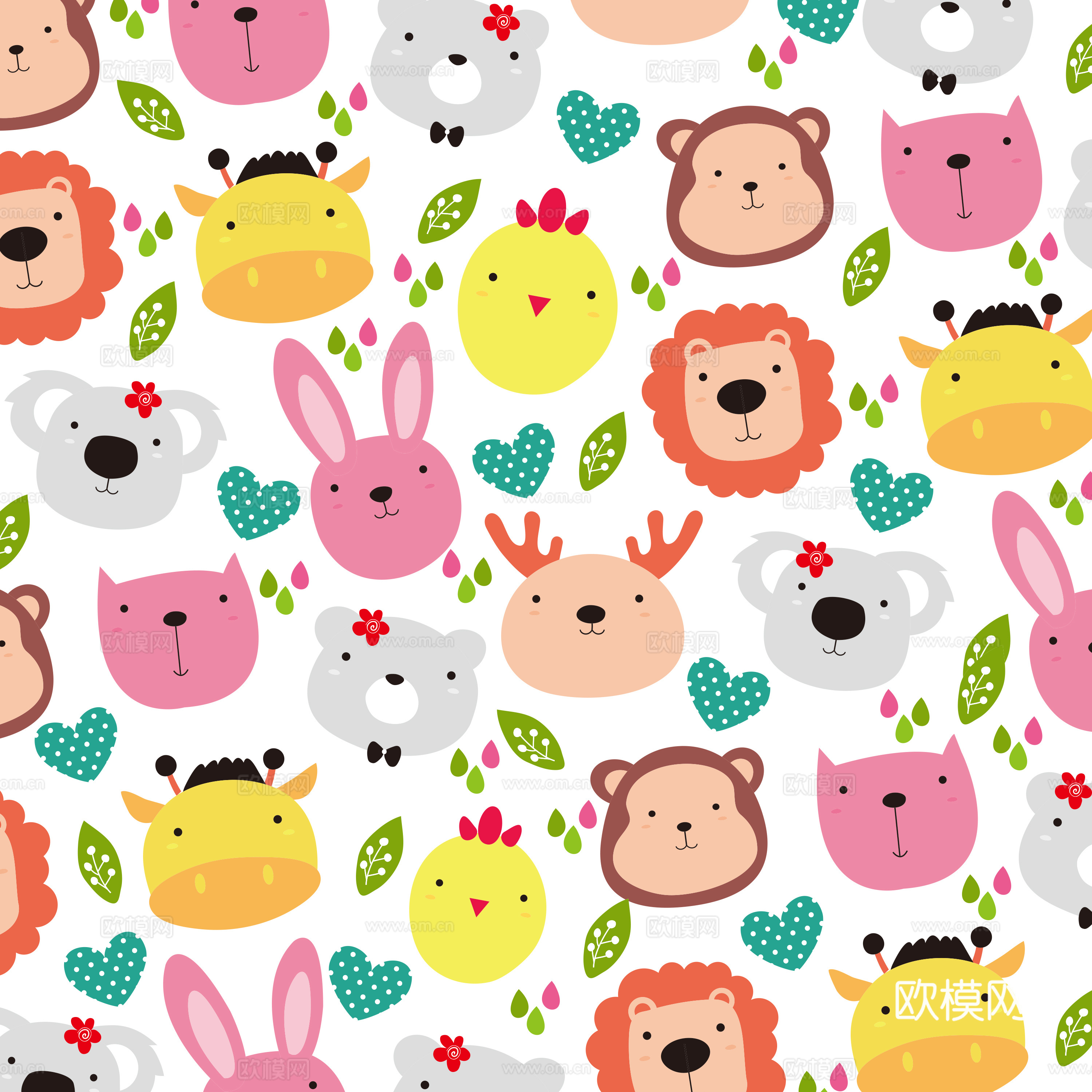 卡通可爱儿童动物图案纹理肌理68