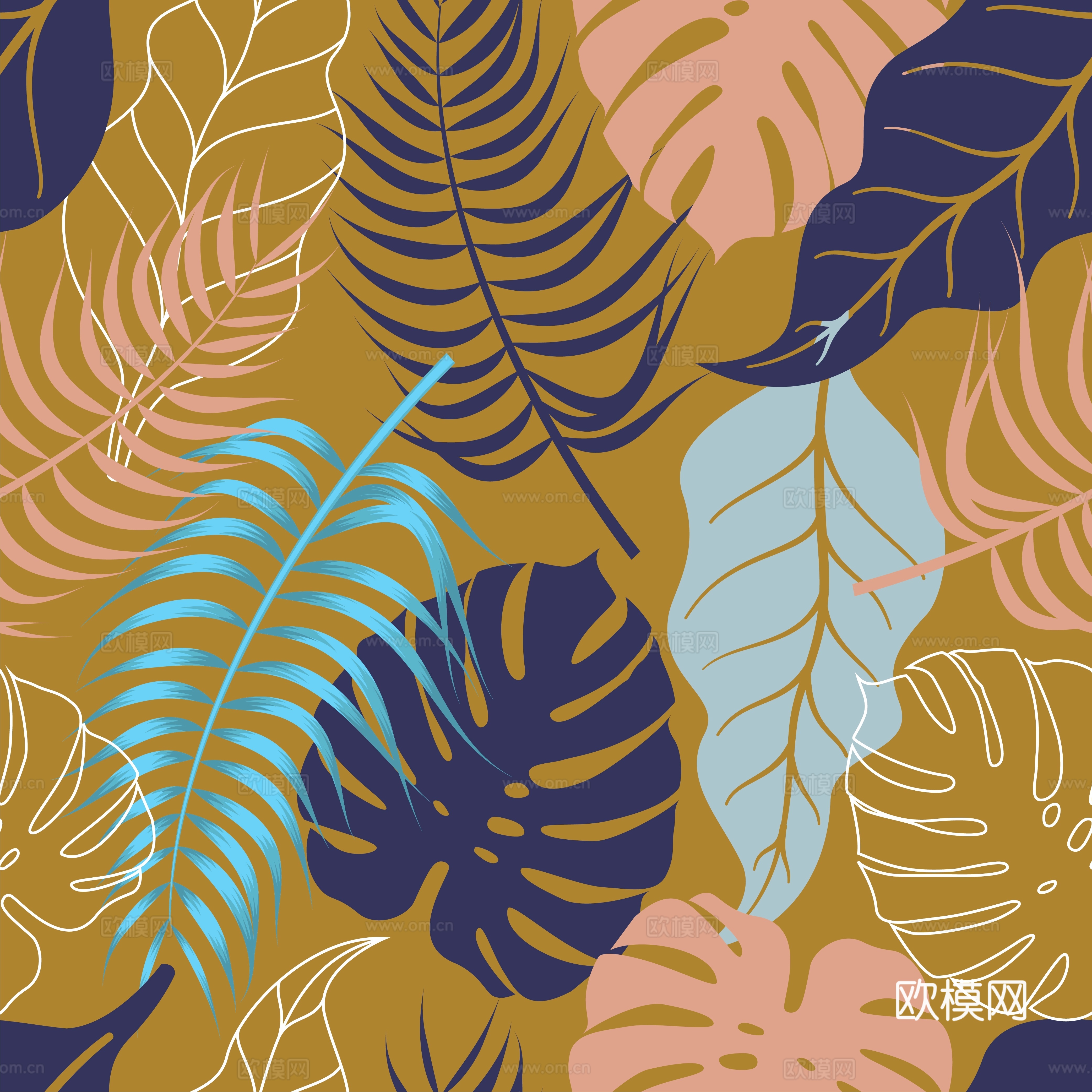 时尚热带植物花纹图案纹理肌理18 (2)