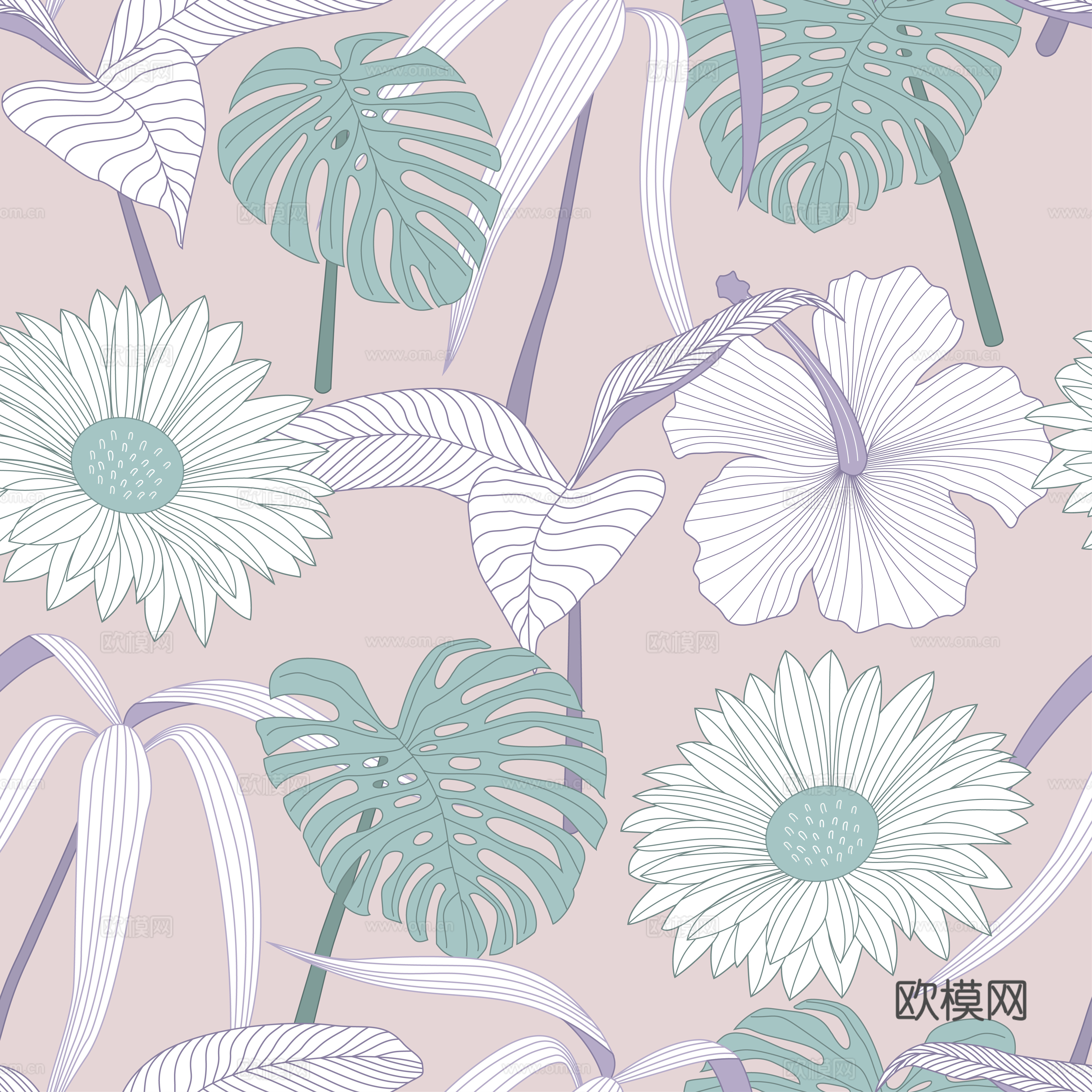 时尚热带植物花纹图案纹理肌理68 (2)下载