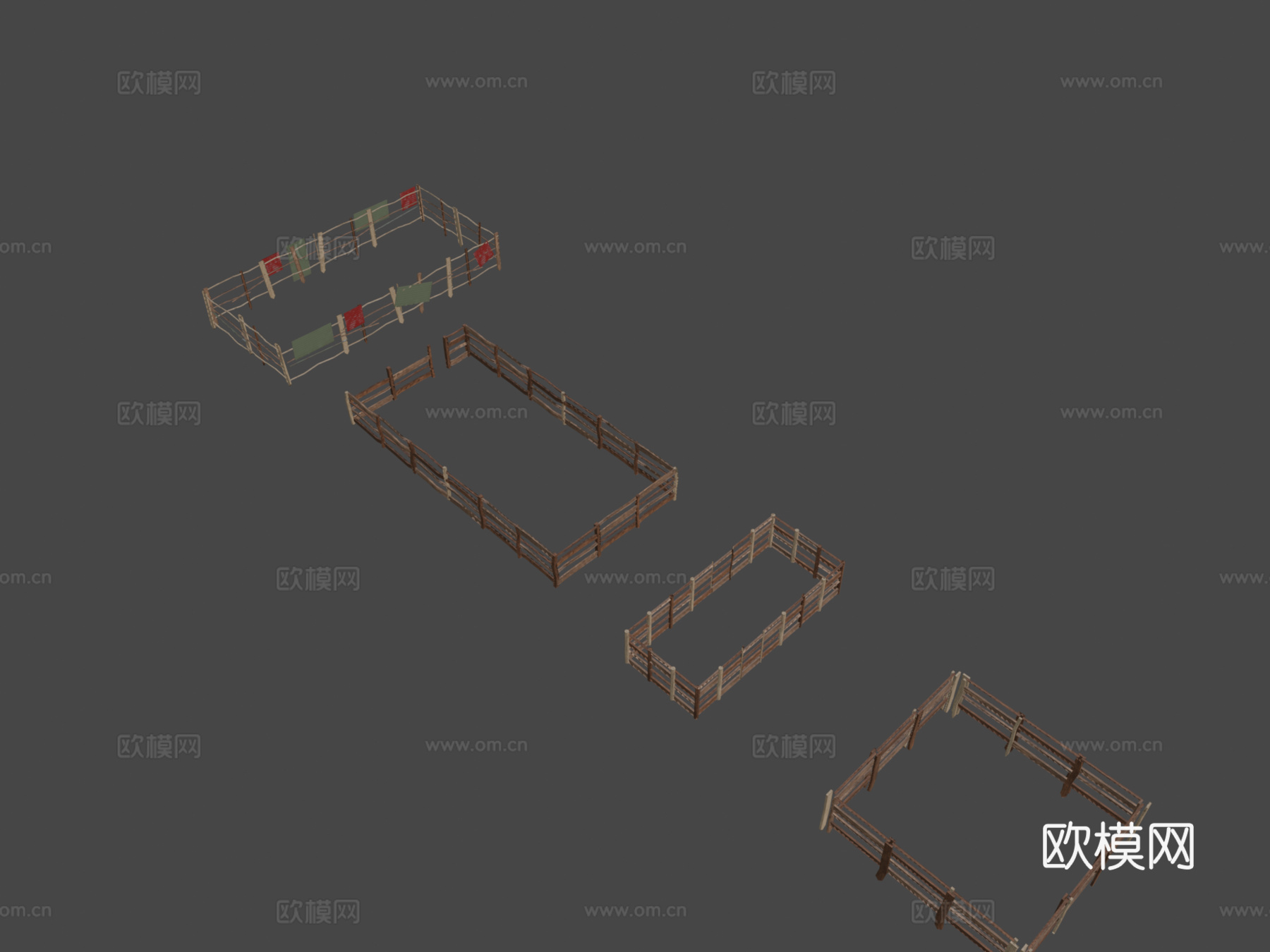 不同木栅栏PBR3d模型下载（渲染图7）