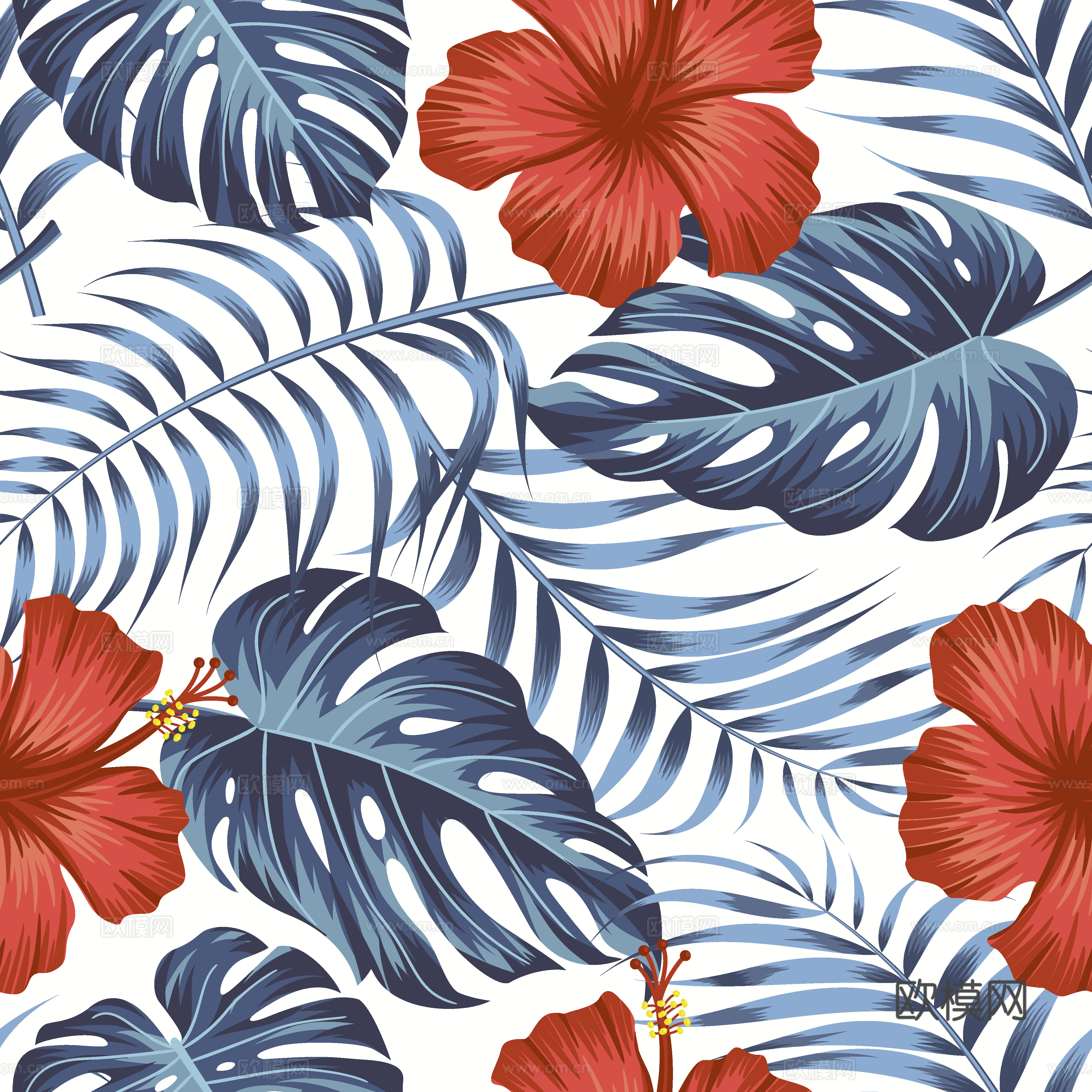时尚热带植物花纹图案纹理肌理7 (2)