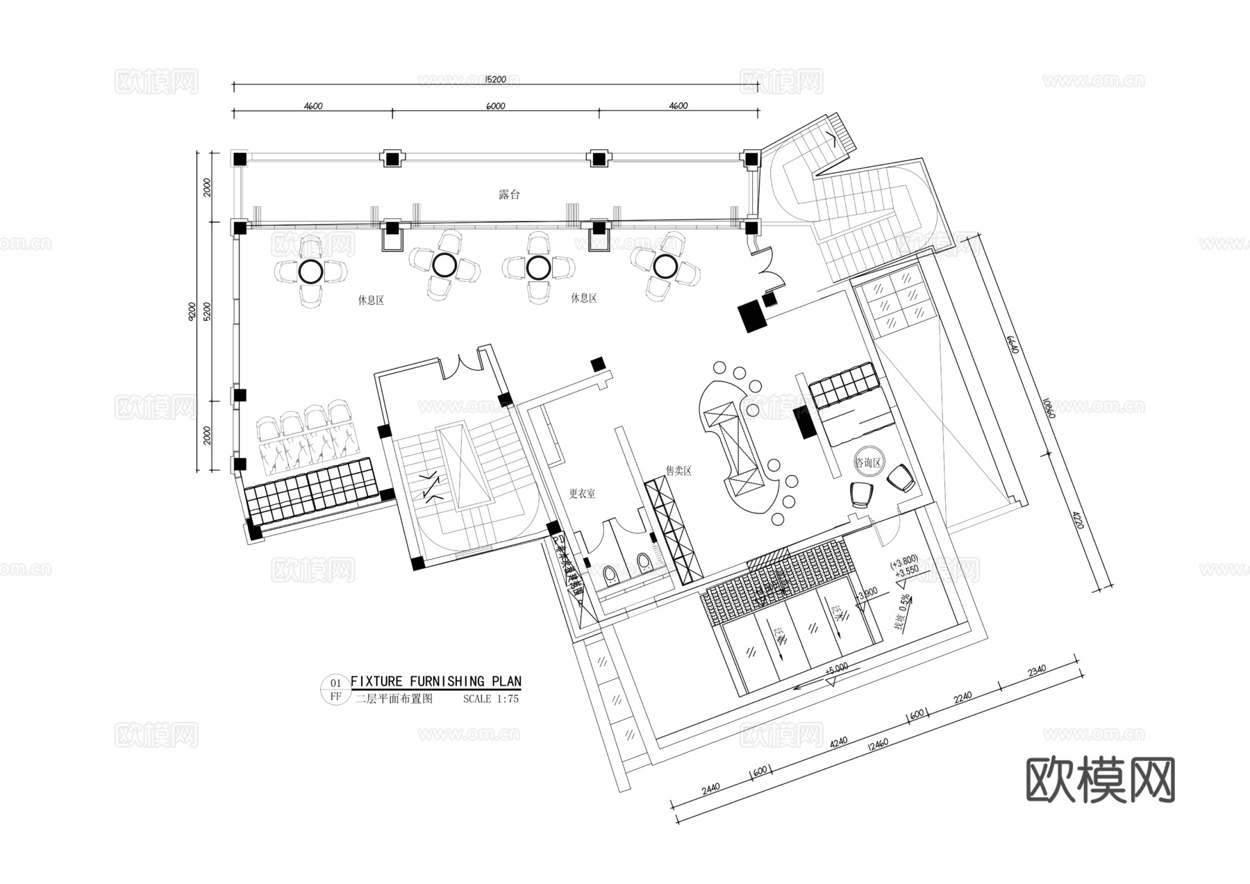 现代男装女装服装专卖店cad施工图