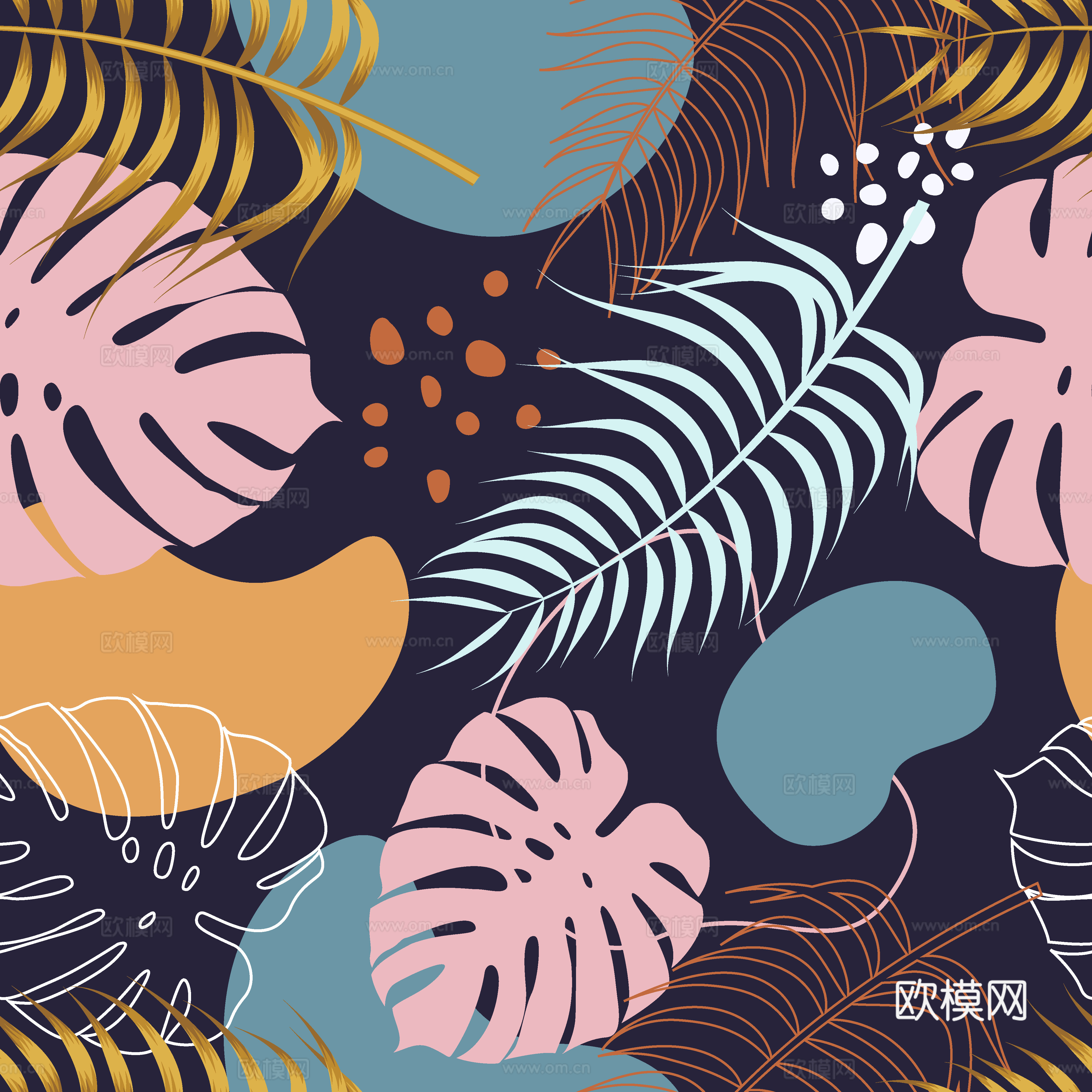 时尚热带植物花纹图案纹理肌理5