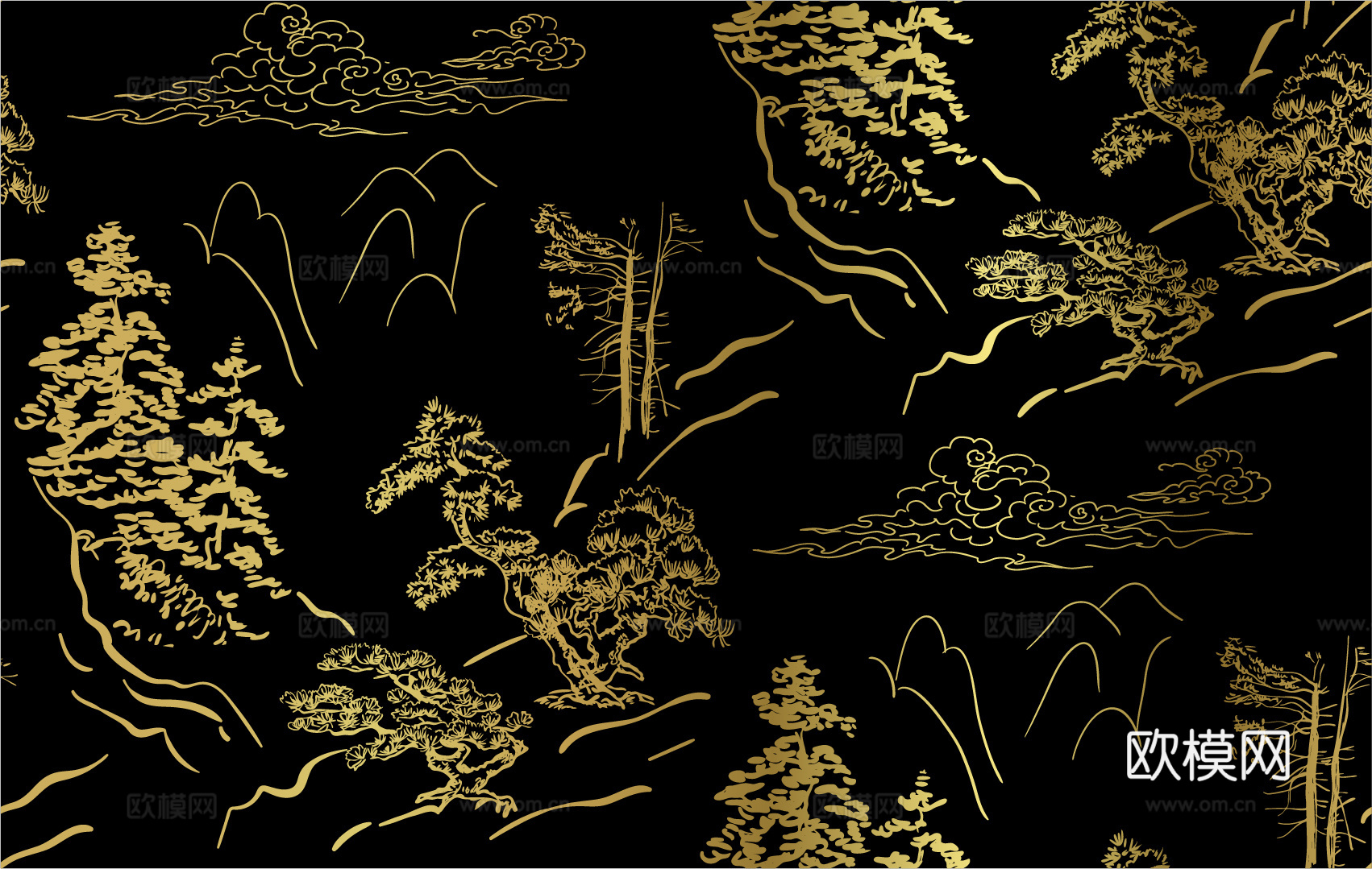 传统风黑金图案纹理肌理20