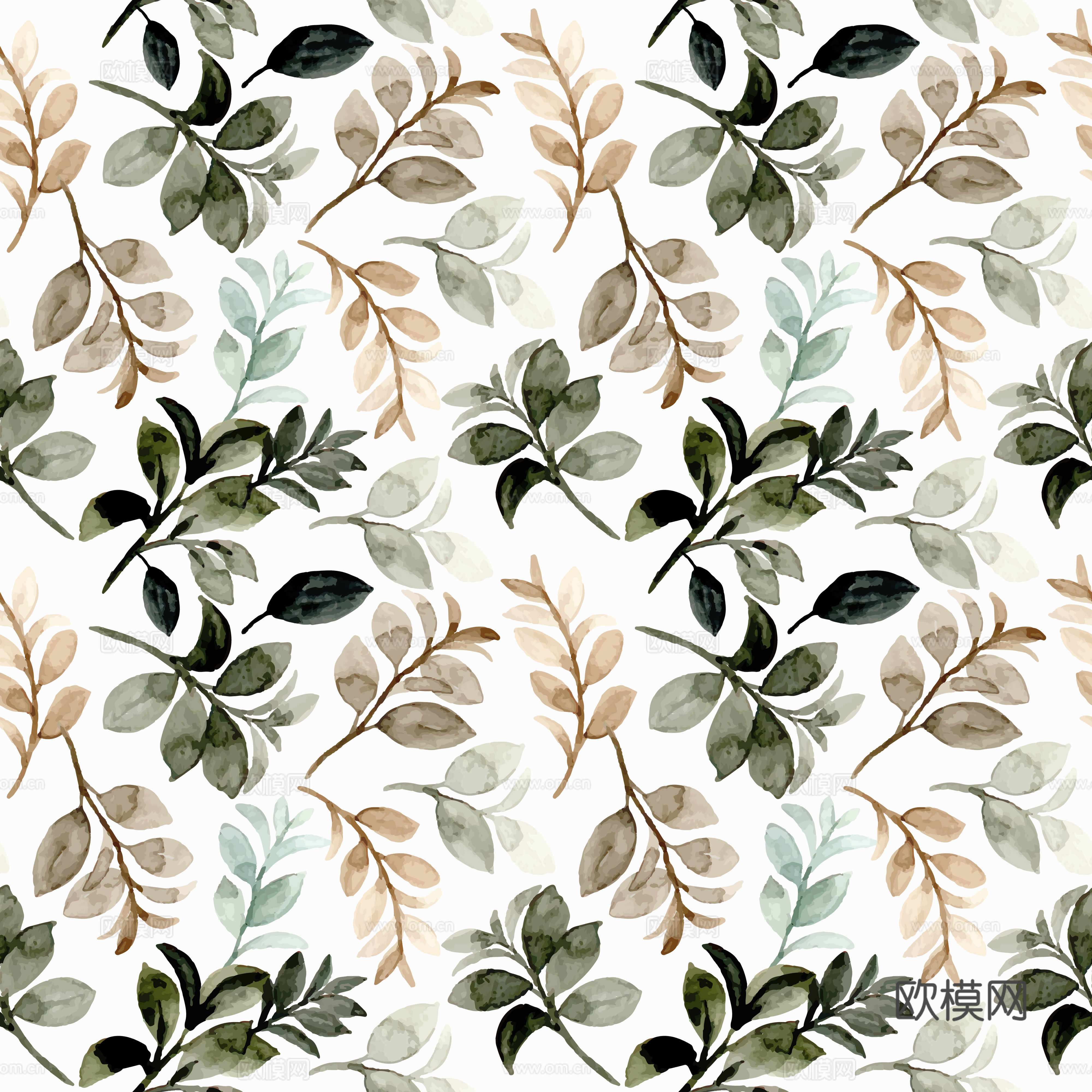水彩风小清晰植物树叶图案纹理肌理48下载