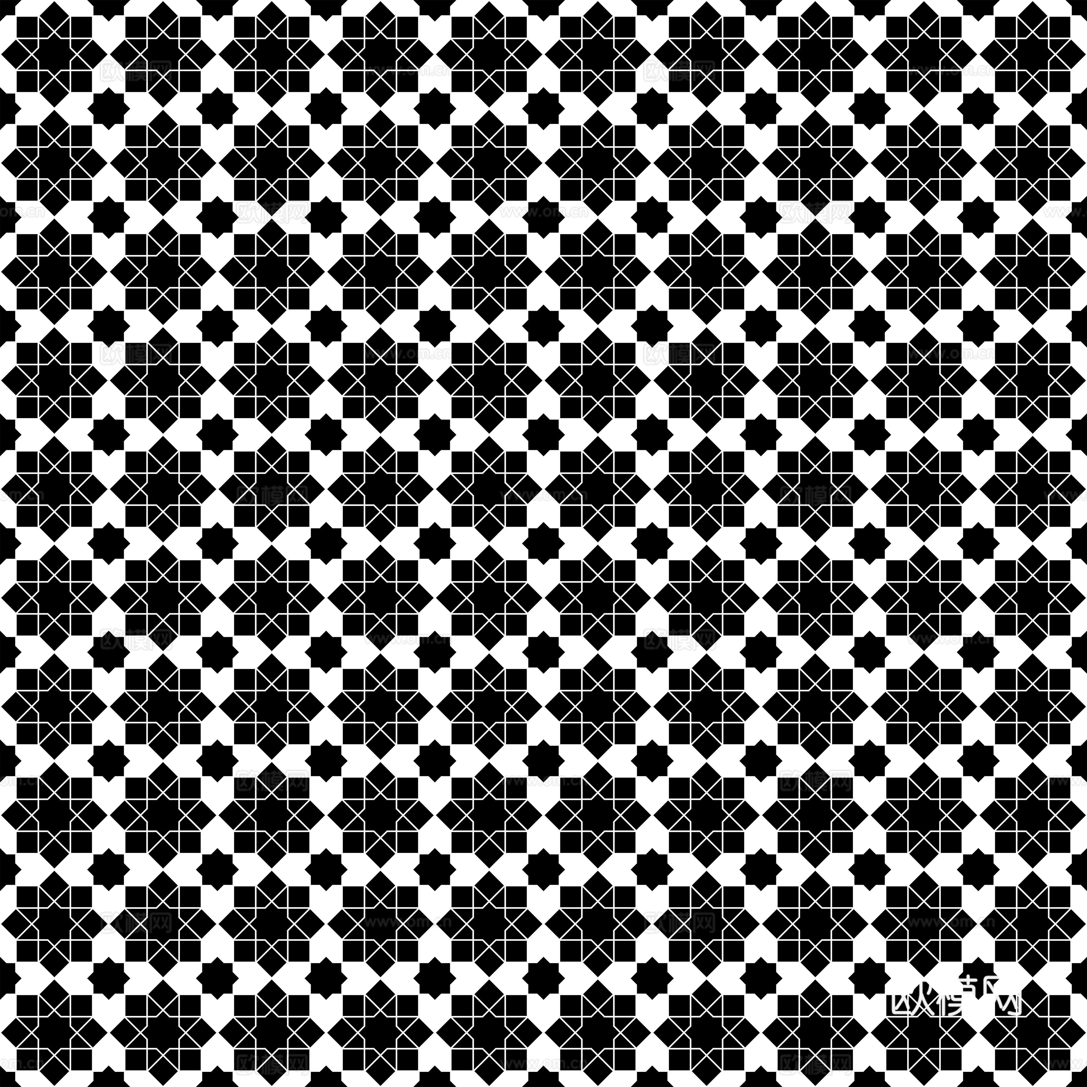 摩洛哥民族风黑白马赛克几何图案纹理7
