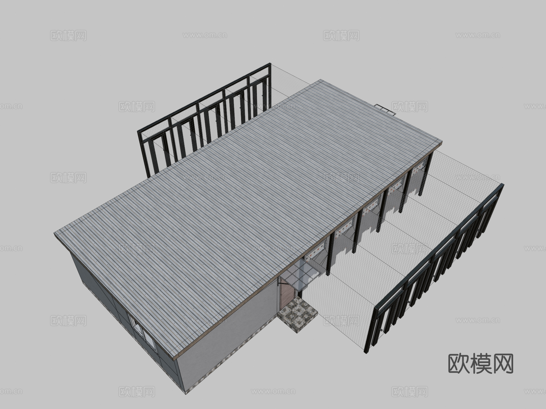 组合犬舍动物收容所庇护所3d模型3d模型下载（渲染图2）